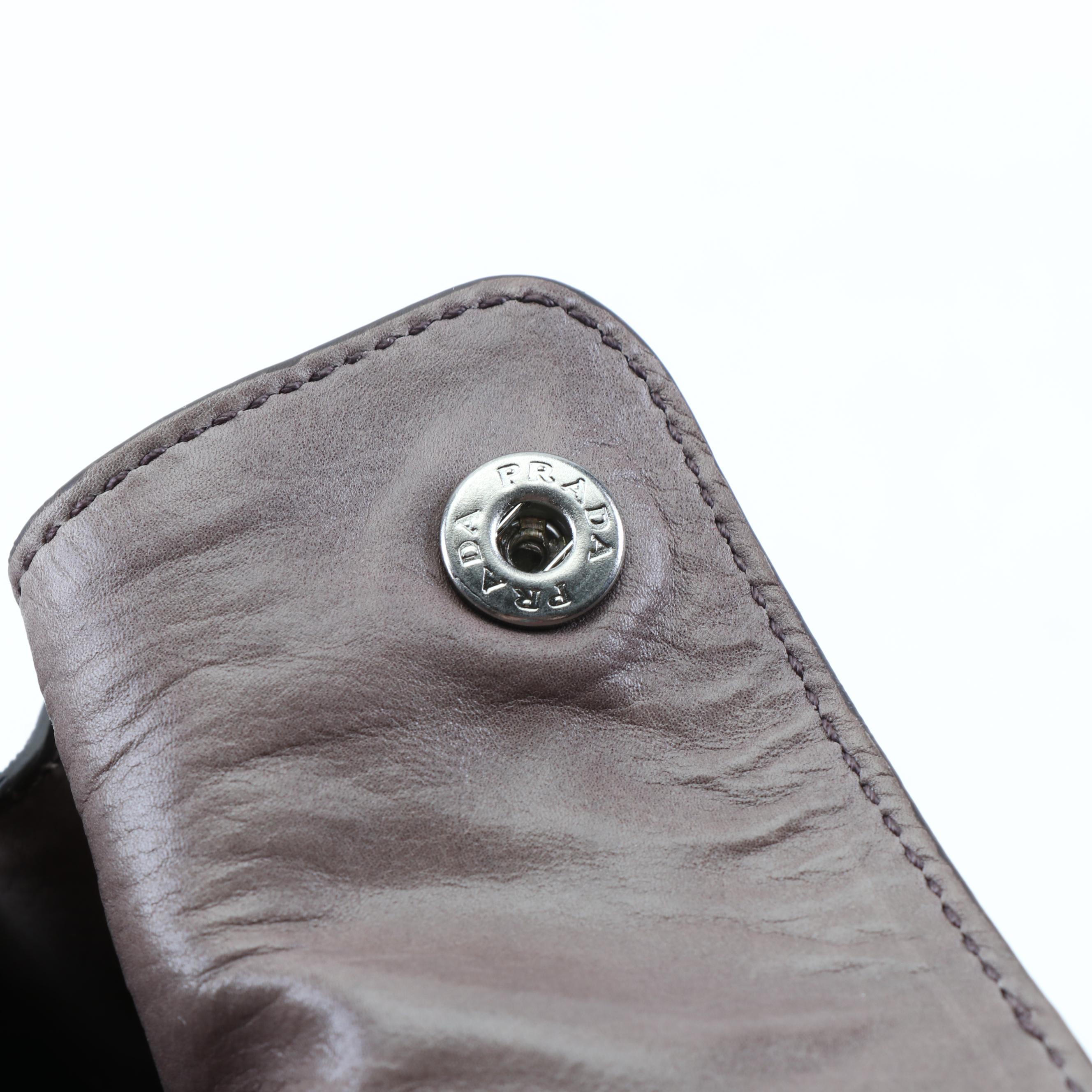 Prada Grey Grained Leather Shoulder Bag