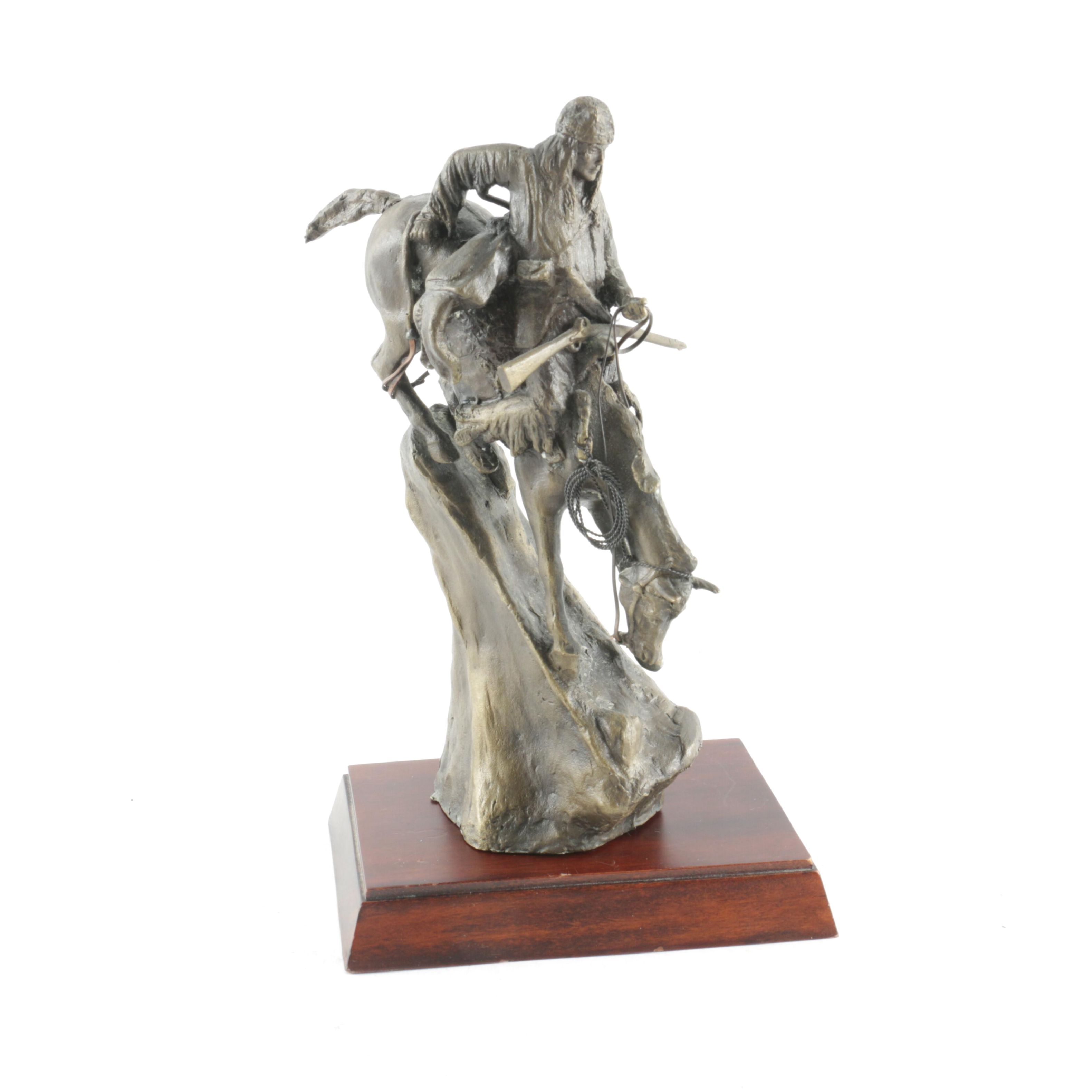 Franklin Mint Reproduction Sculpture After Frederic Remington "The Mountain Man"