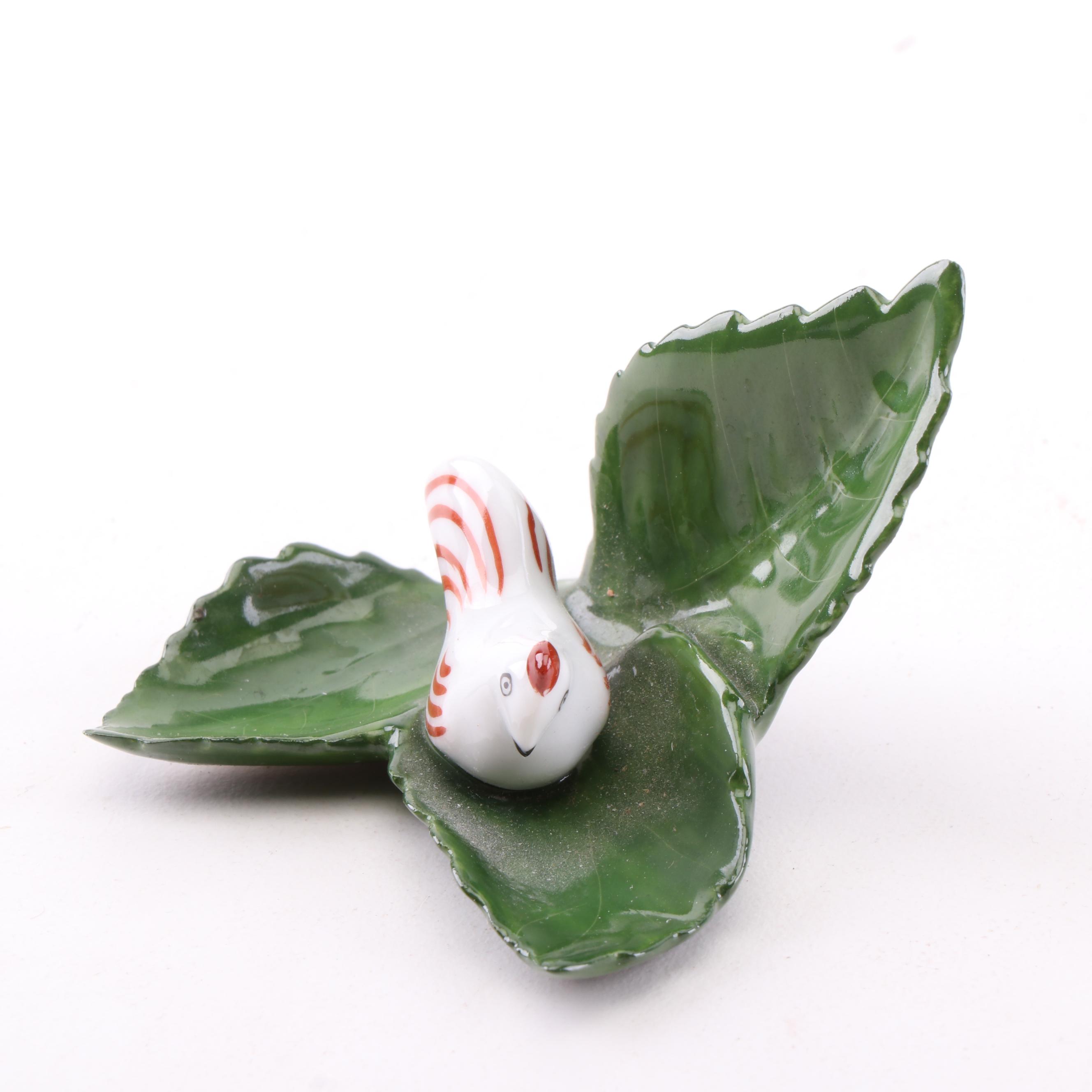 Herend Hungary Hand-Painted Porcelain Placecard Holders
