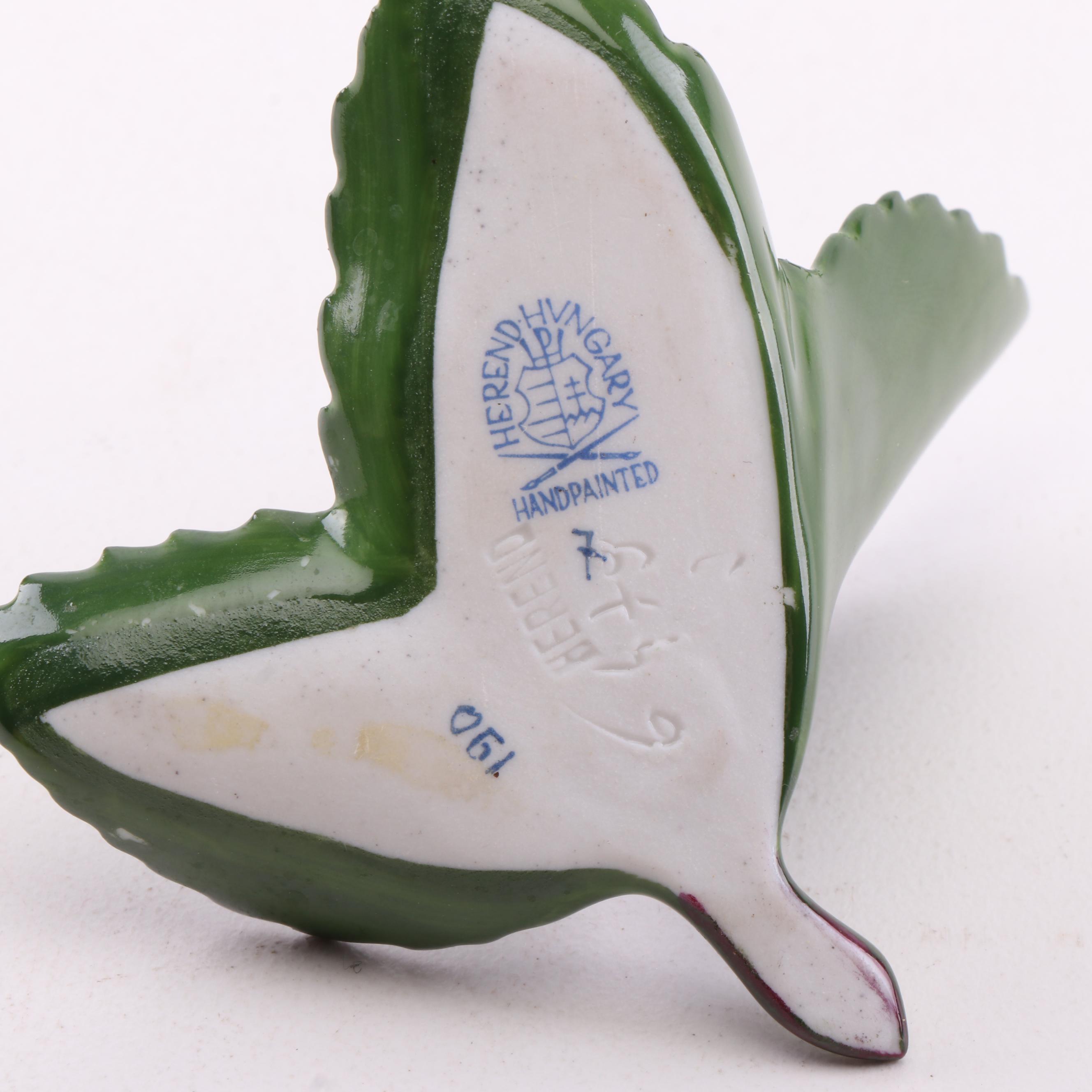 Herend Hungary Hand-Painted Porcelain Placecard Holders