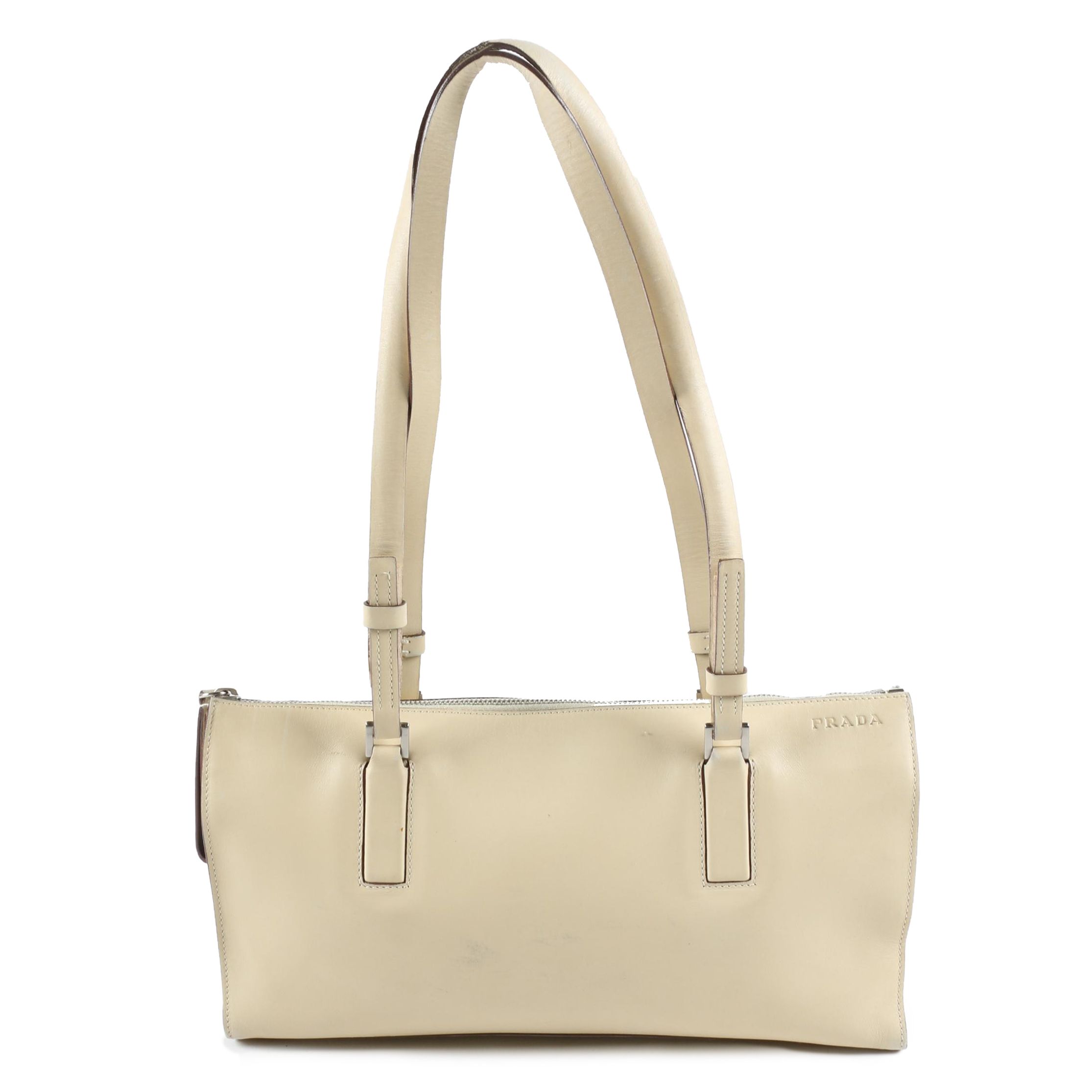 Prada Cream Leather Shoulder Bag