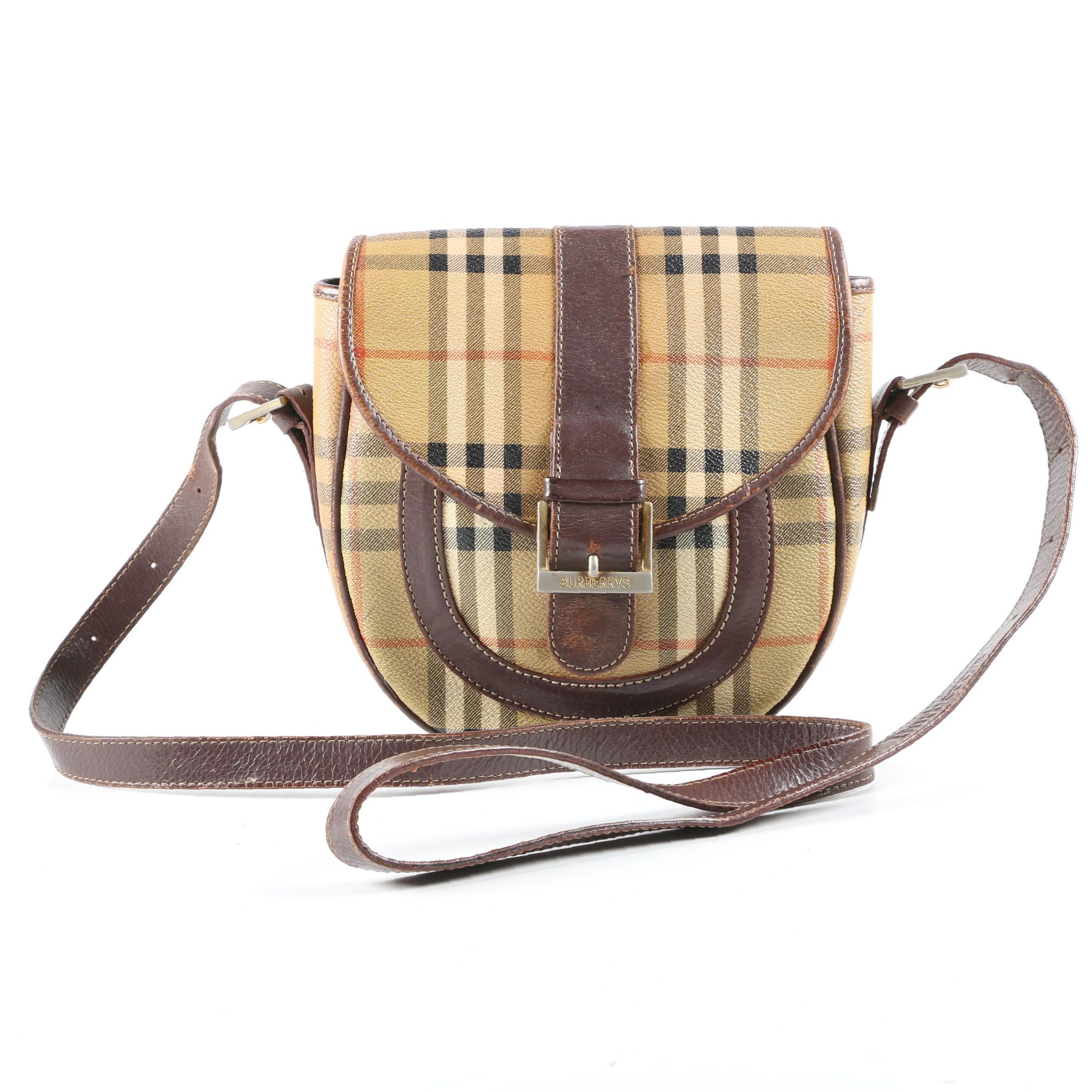 Burberrys London Coated Canvas Crossbody Saddle Bag, 1980s Vintage