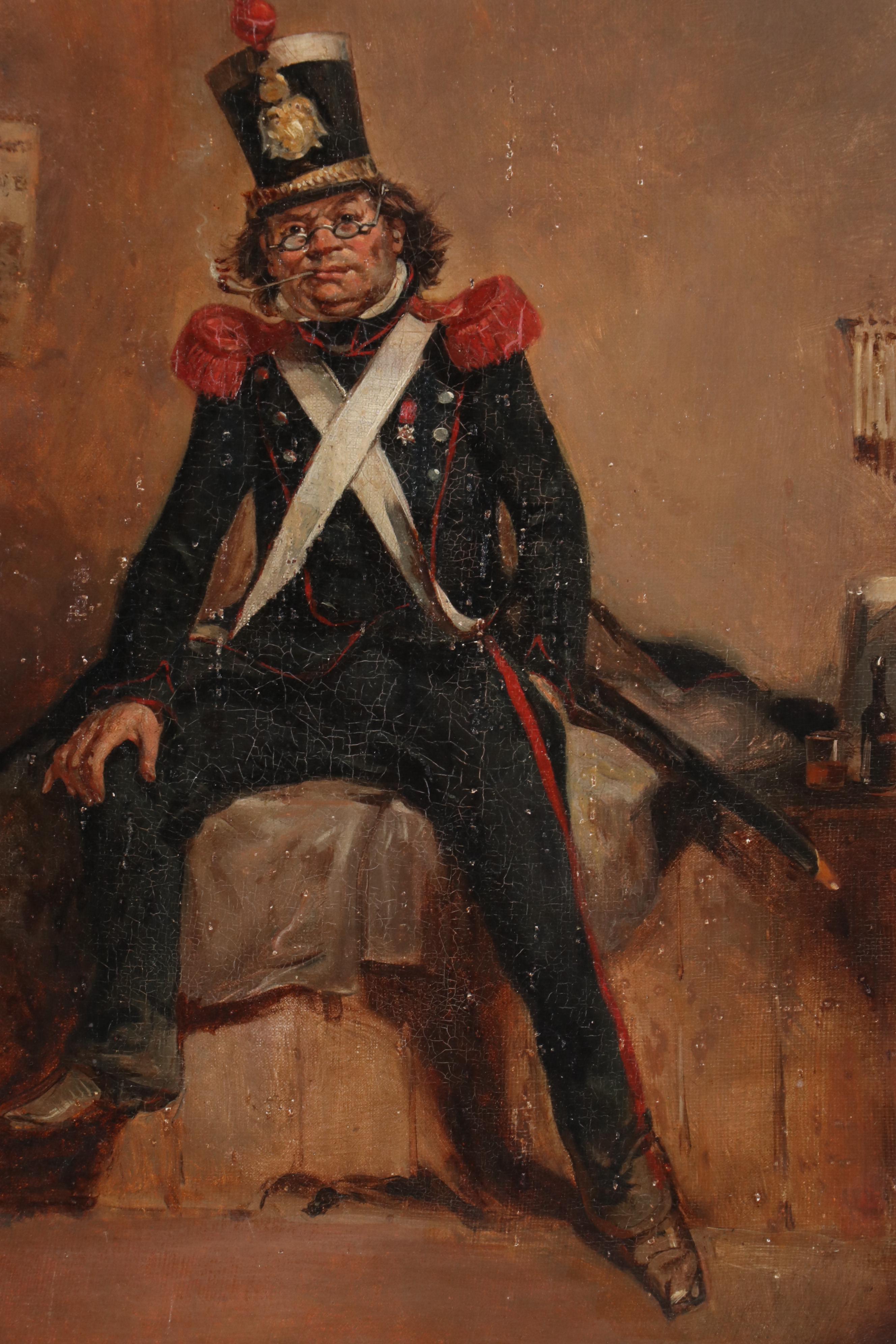 French Military Officer Portrait Oil Painting