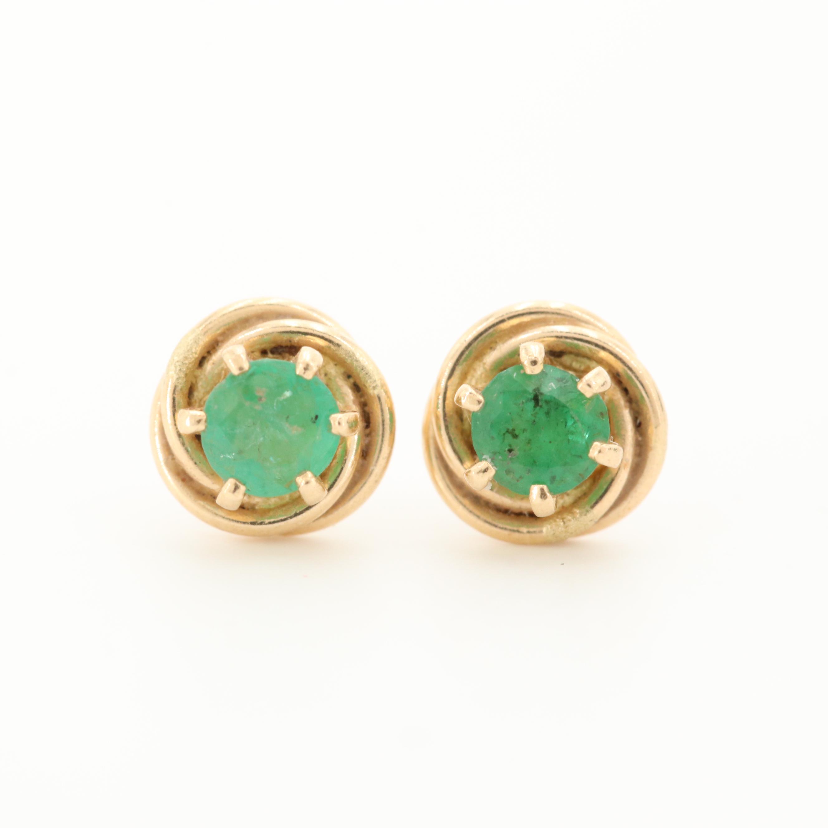 14K Yellow Gold Stud Earrings