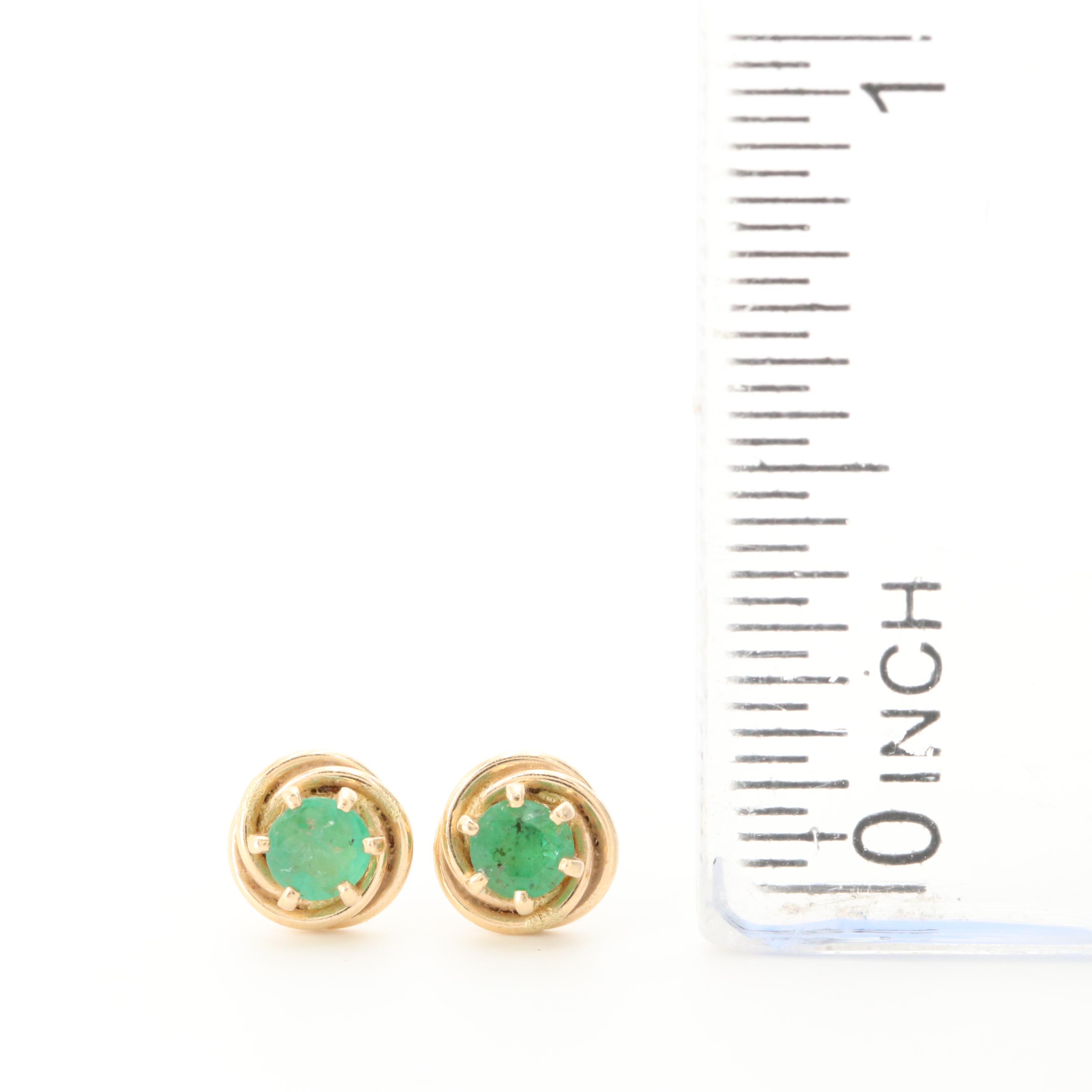 14K Yellow Gold Stud Earrings