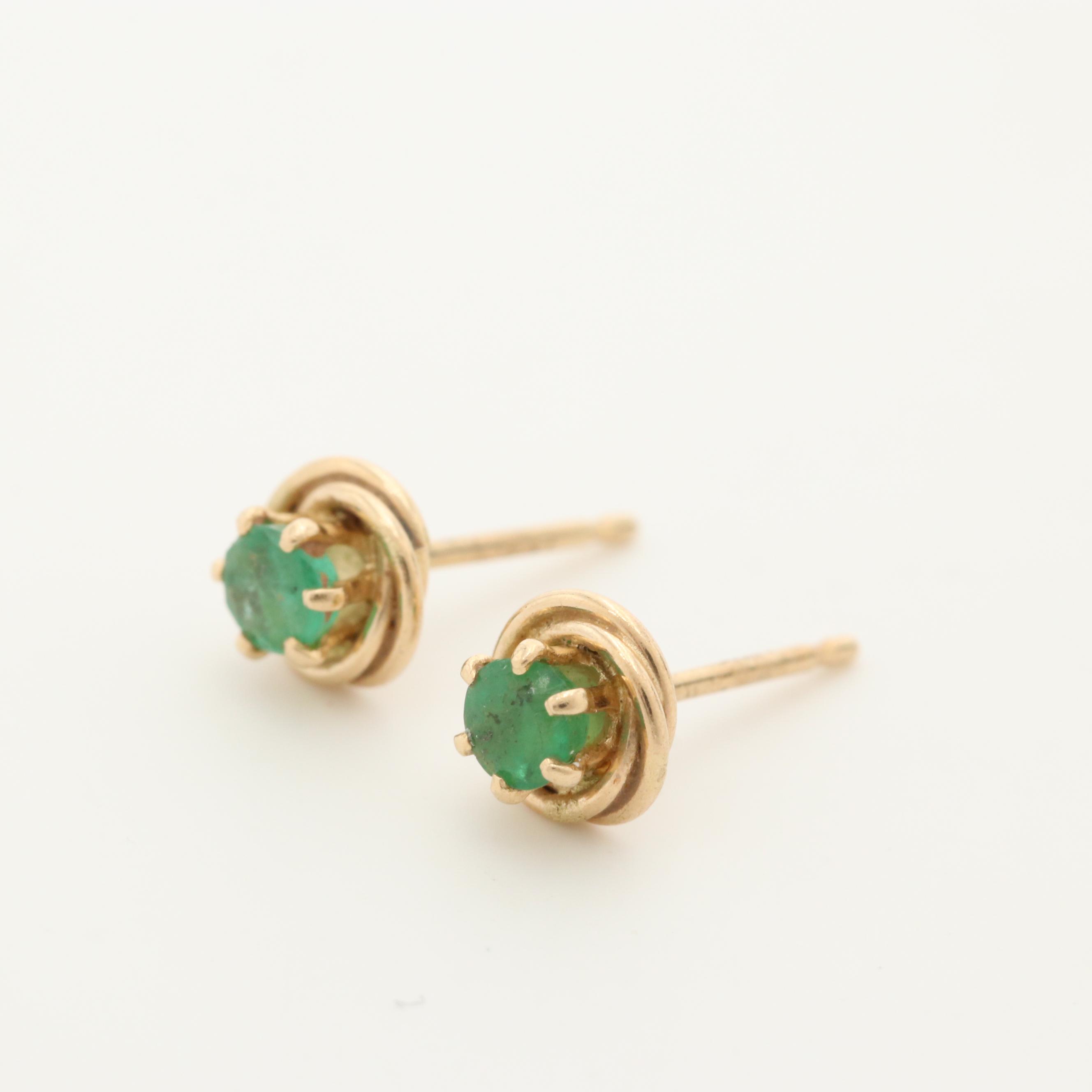 14K Yellow Gold Stud Earrings