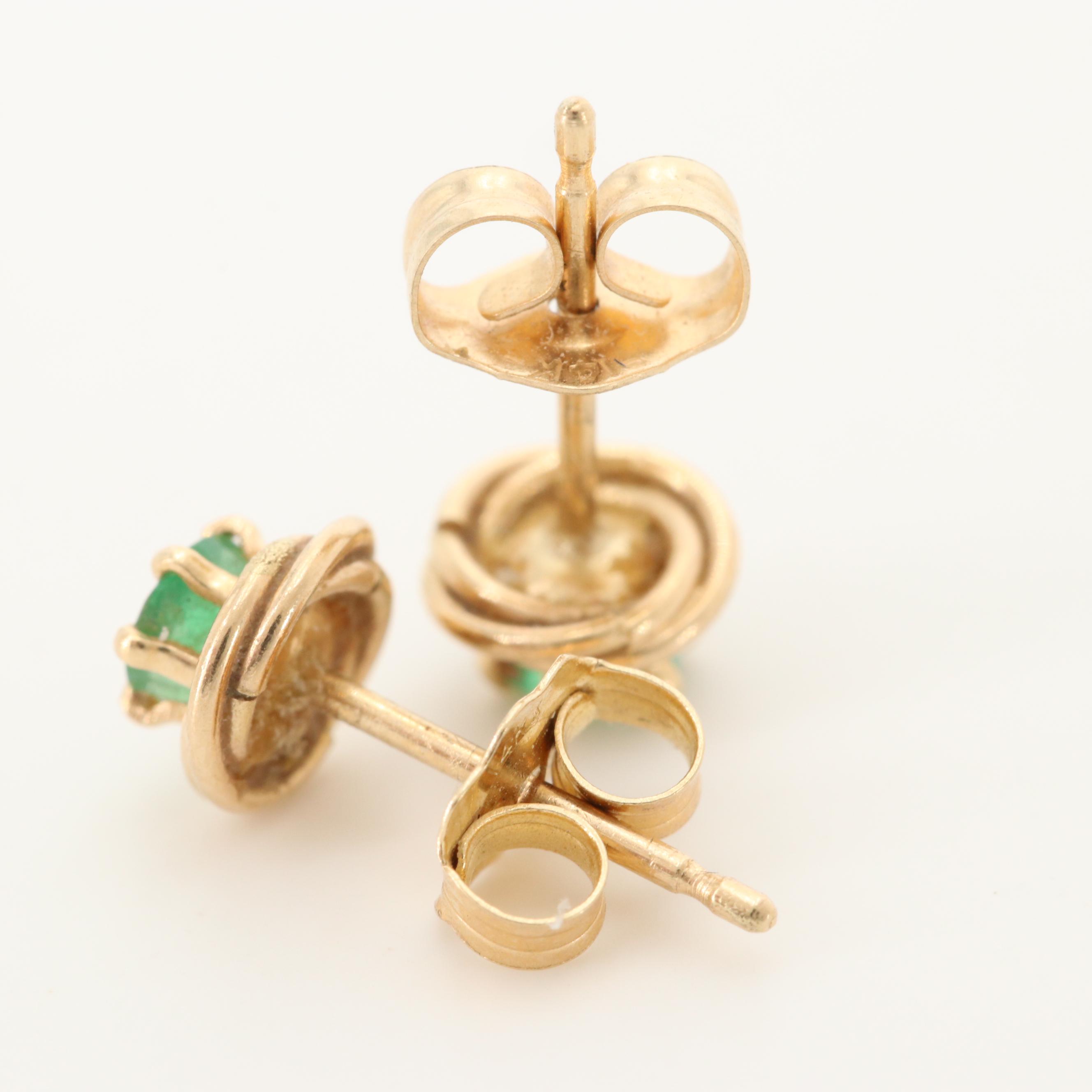 14K Yellow Gold Stud Earrings