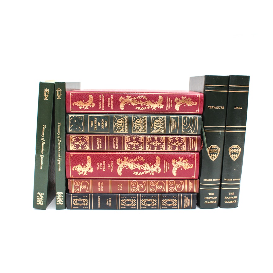 Finely Bound Classics with "Crime and Punishment", "War and Peace", and More