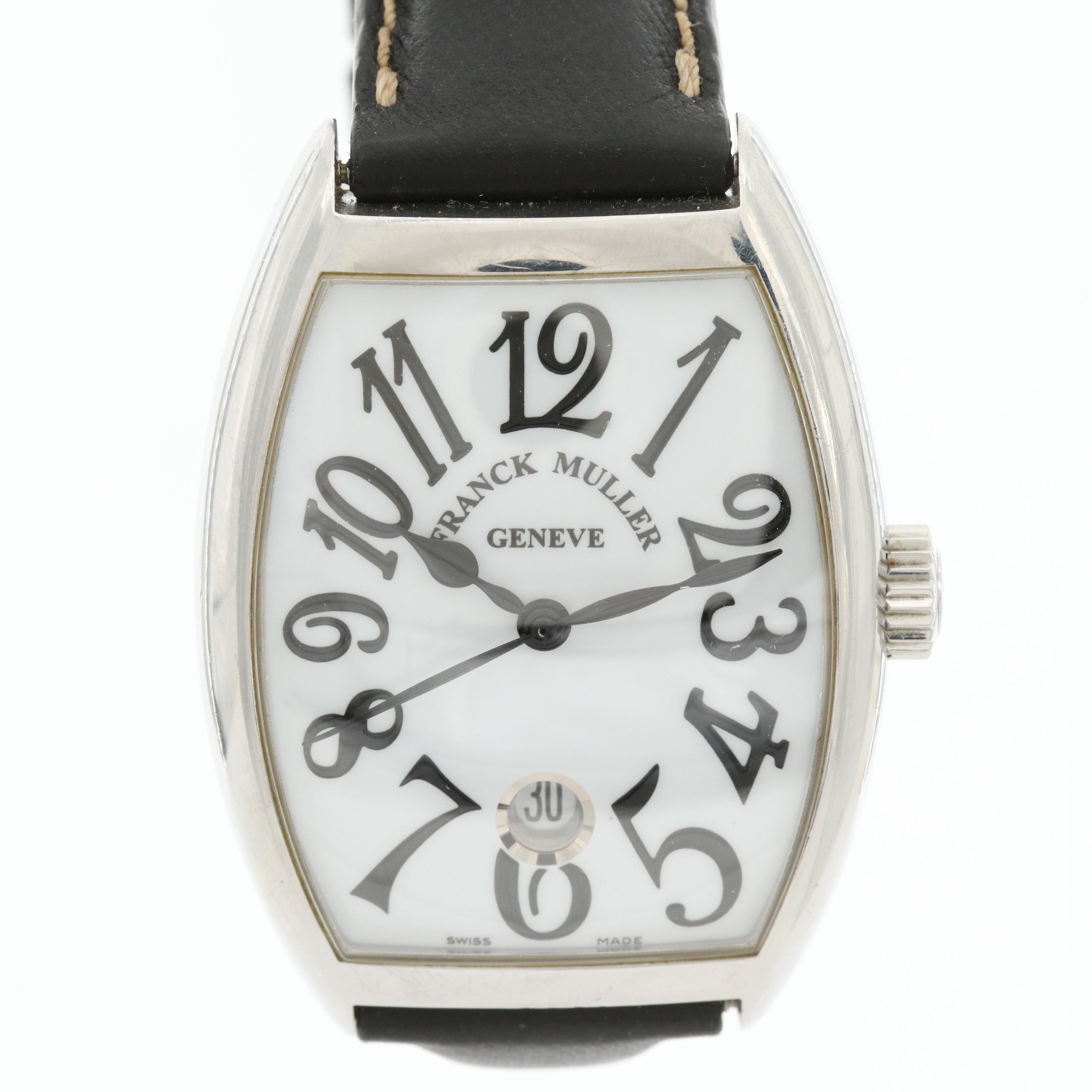 Franck Muller Cintrée Curvex Stainless Steel Automatic Enamel Dial Watch