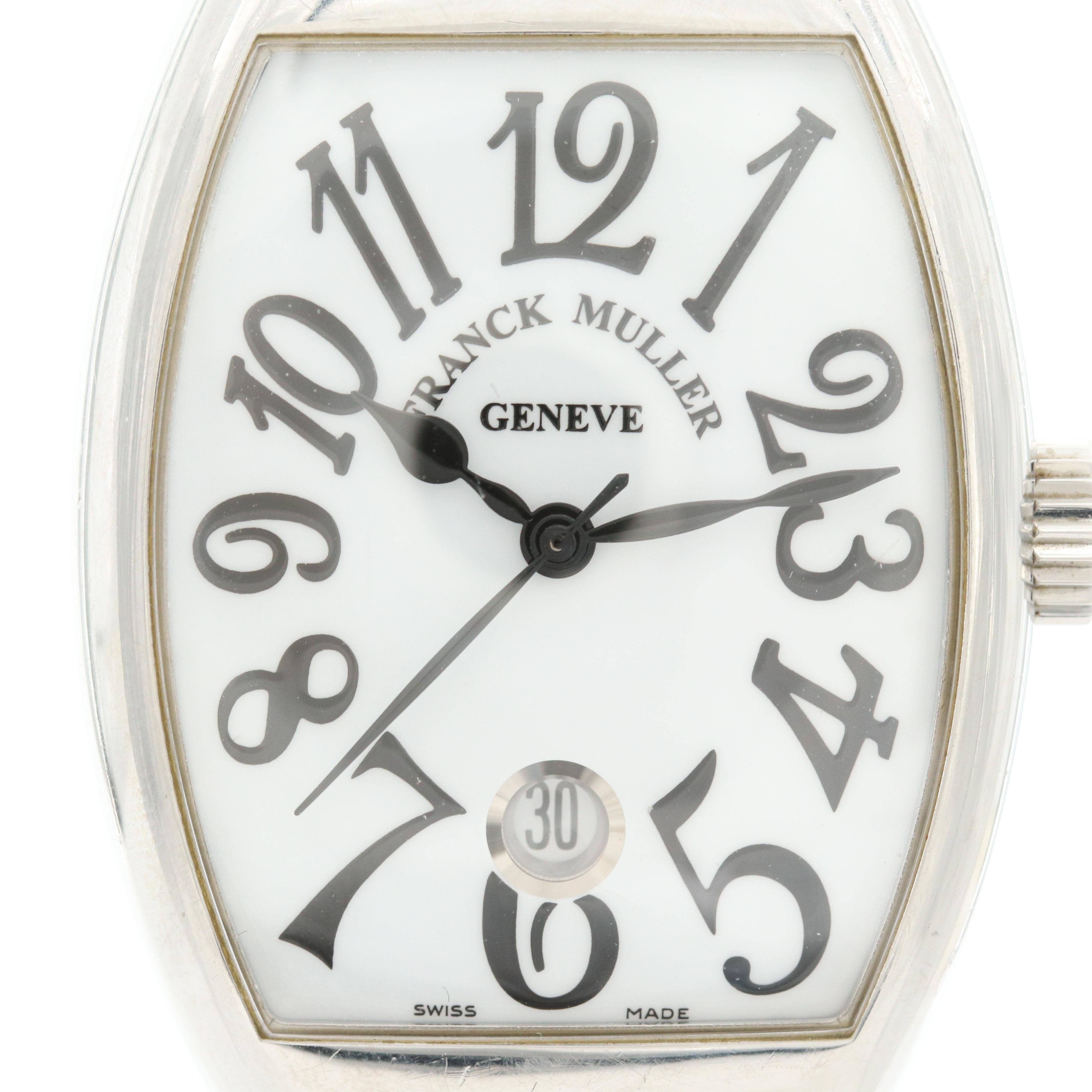 Franck Muller Cintrée Curvex Stainless Steel Automatic Enamel Dial Watch