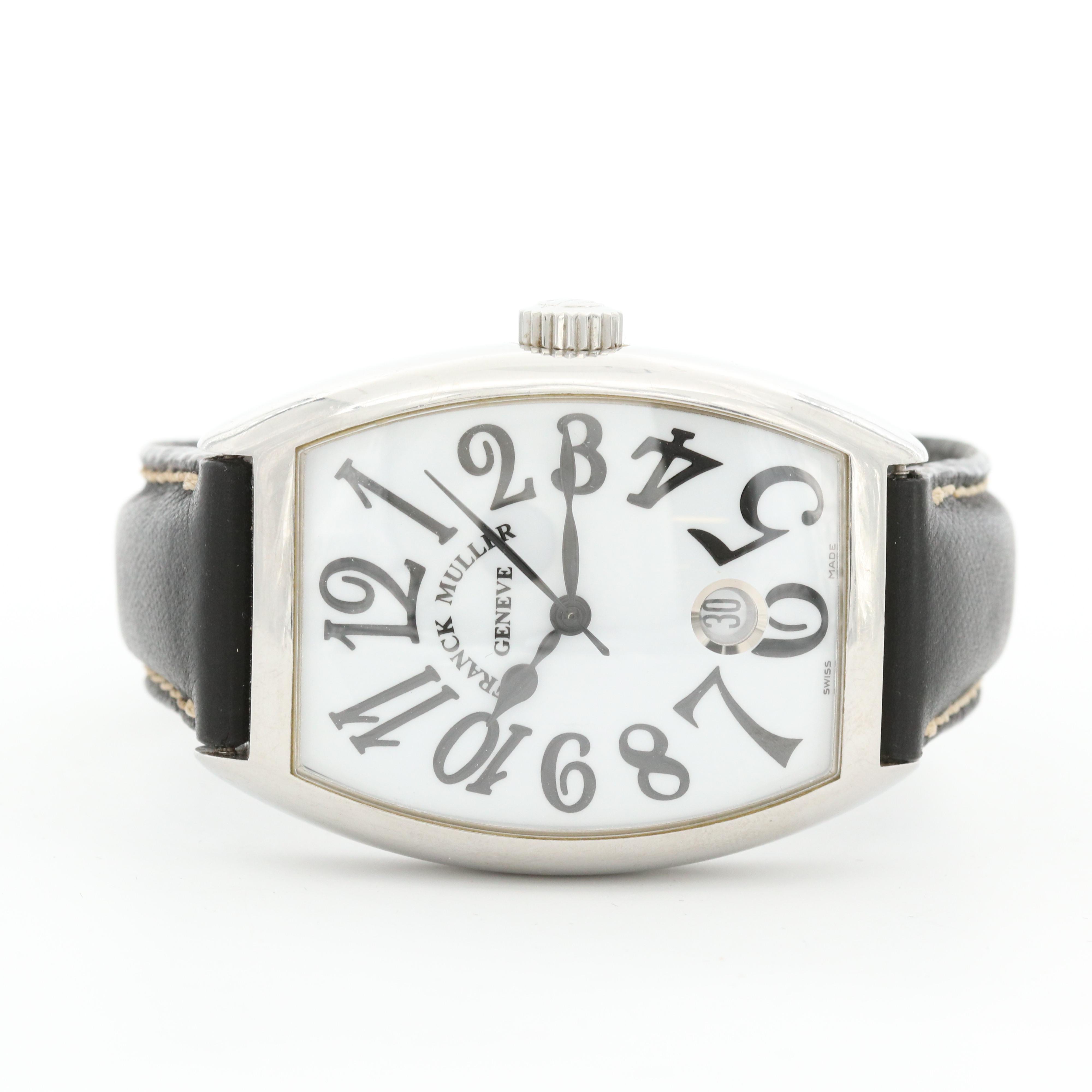 Franck Muller Cintrée Curvex Stainless Steel Automatic Enamel Dial Watch