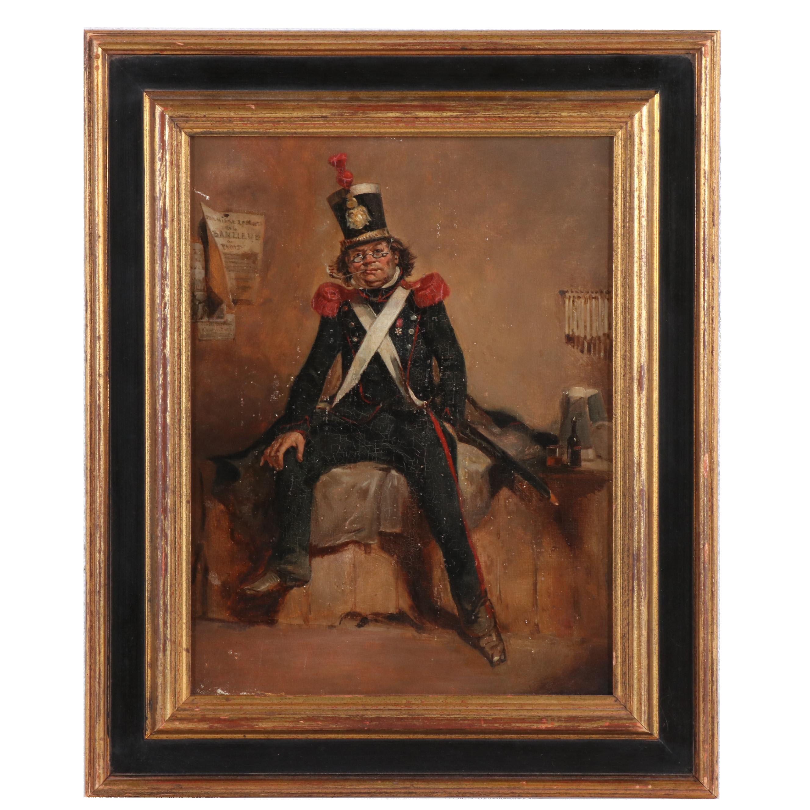 French Military Officer Portrait Oil Painting