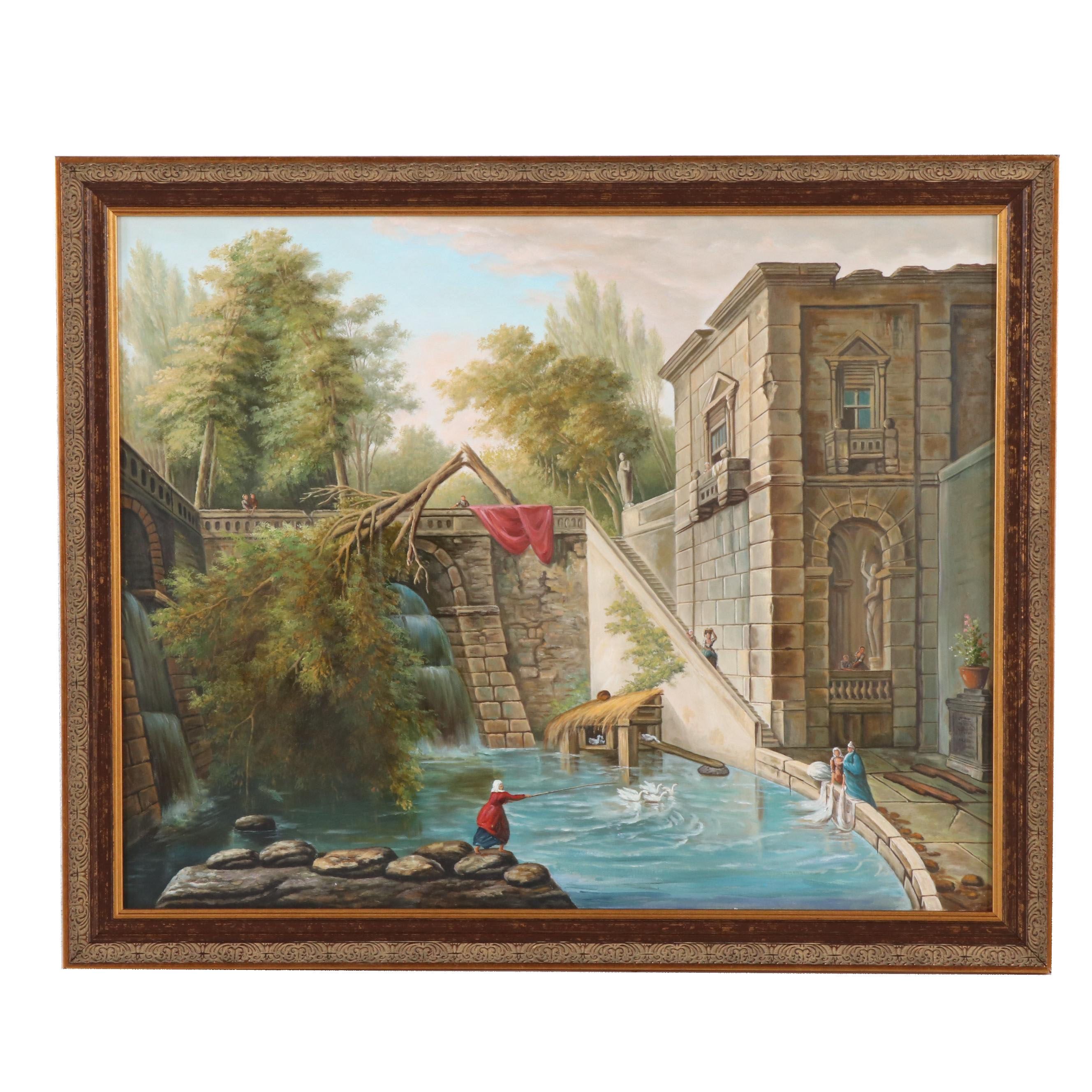 Chelsea House Copy Oil Painting after Hubert Robert "L'Arbre Brise"