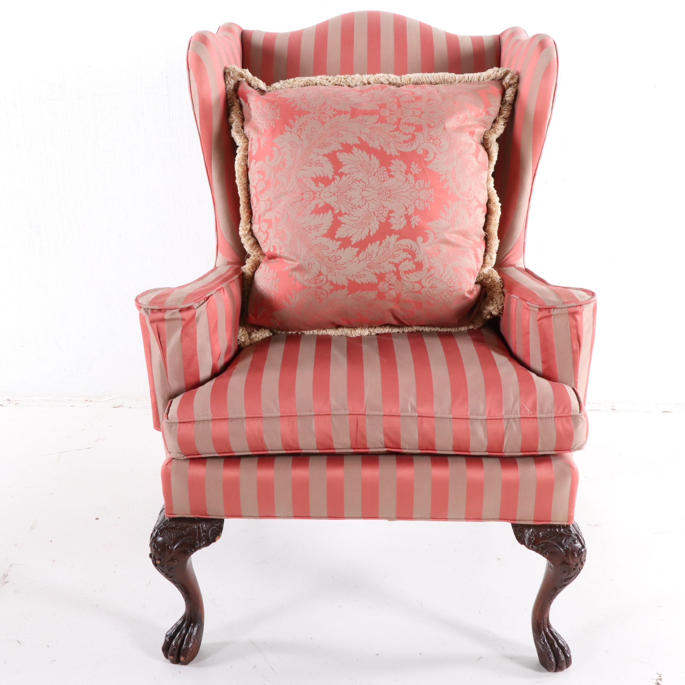 Schoonbeck/Henredon, George III Style Custom-Upholstered Mahogany Wing Chair