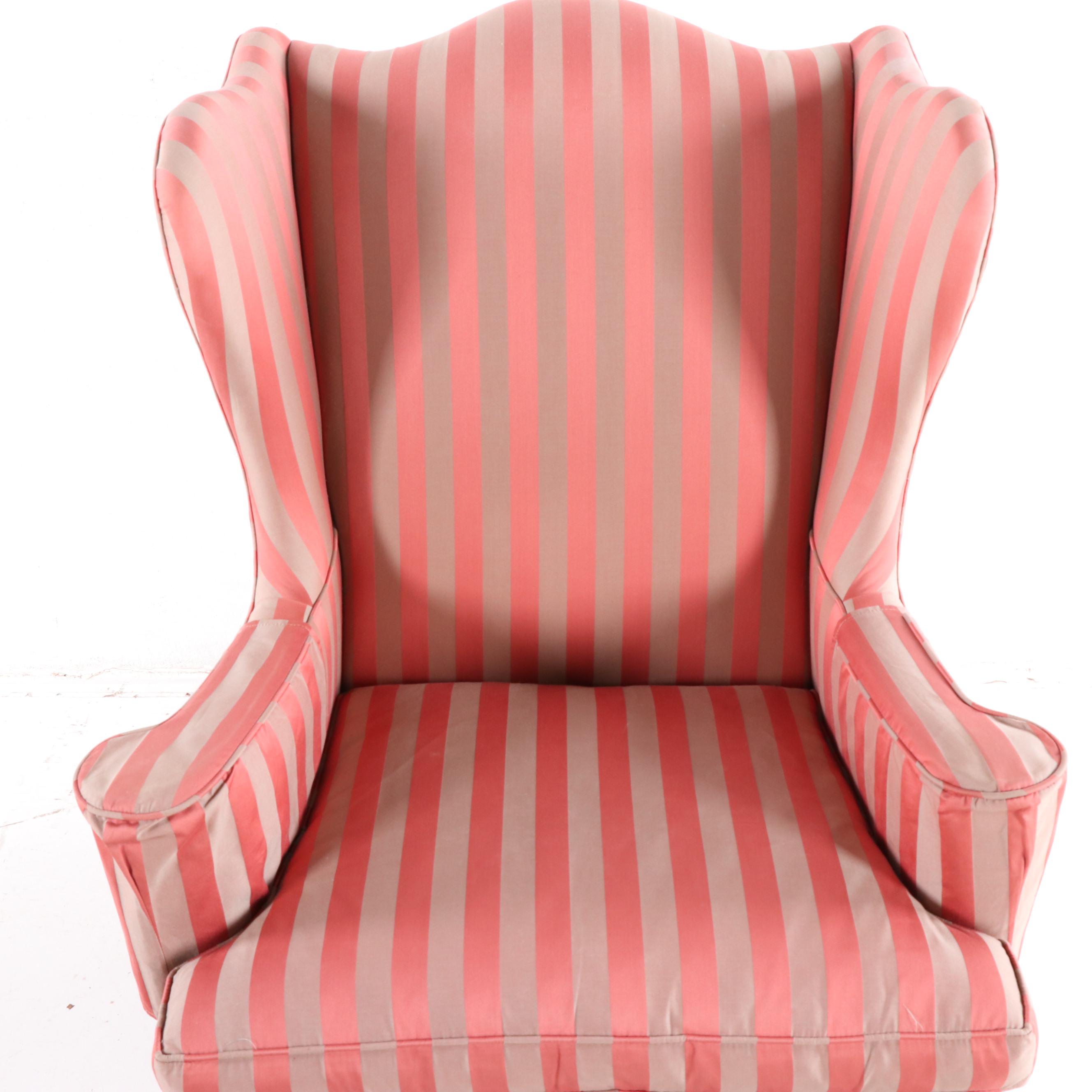 Schoonbeck/Henredon, George III Style Custom-Upholstered Mahogany Wing Chair