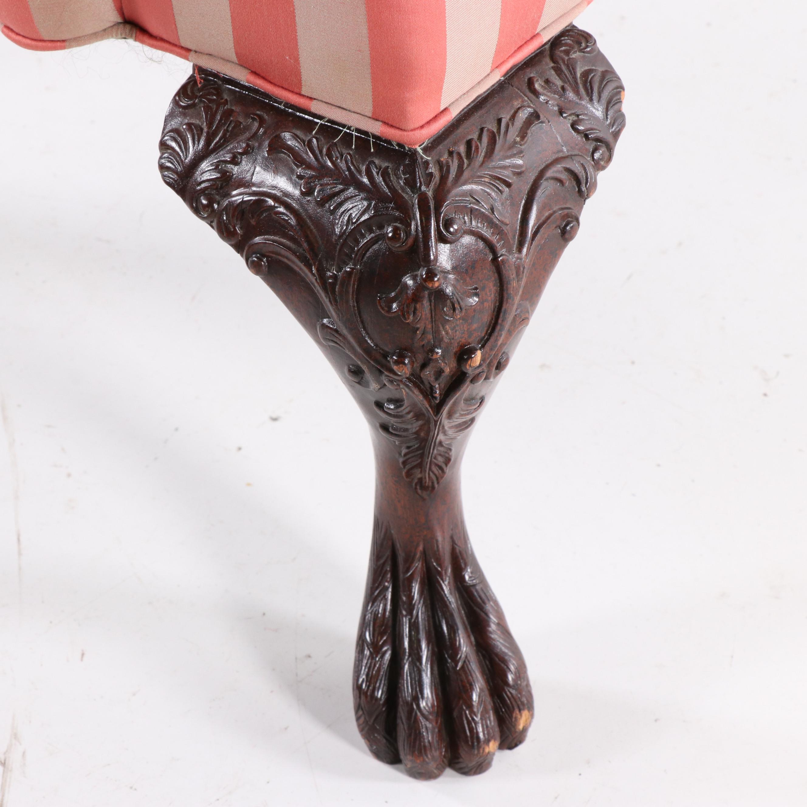 Schoonbeck/Henredon, George III Style Custom-Upholstered Mahogany Wing Chair