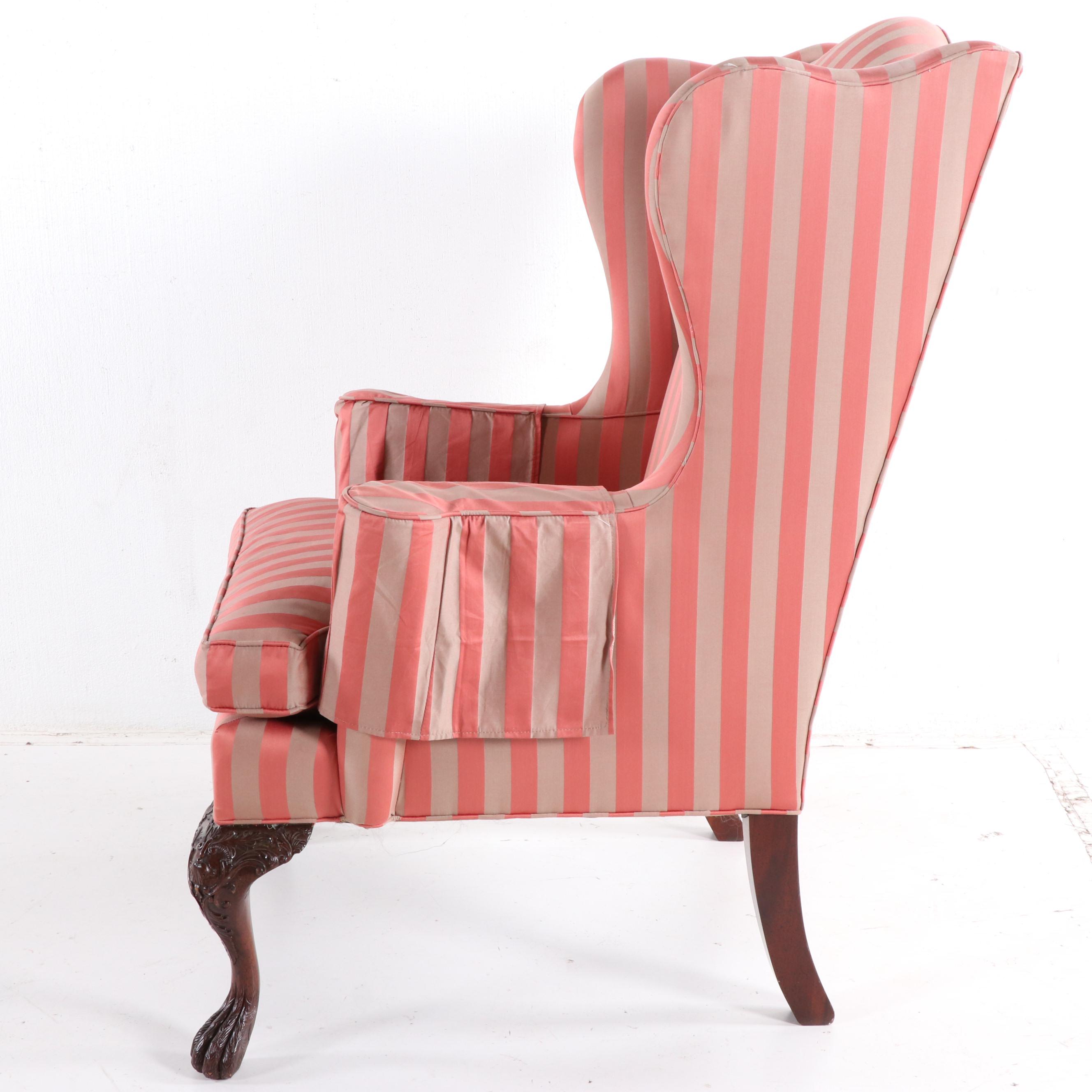 Schoonbeck/Henredon, George III Style Custom-Upholstered Mahogany Wing Chair