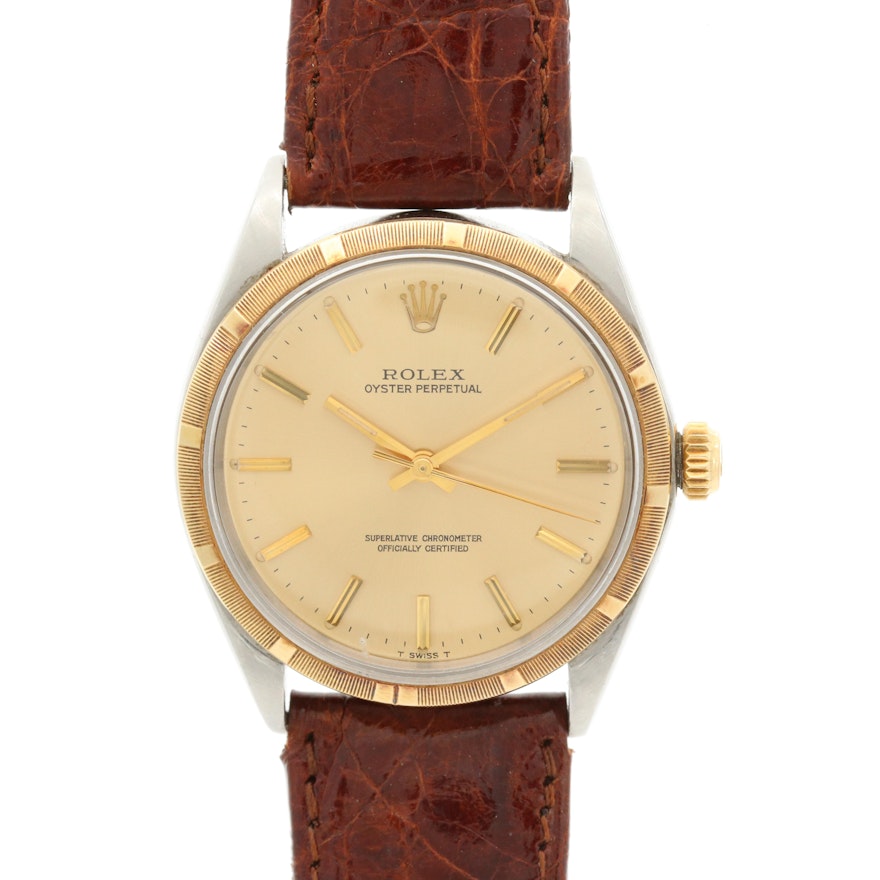 1968 Rolex Oyster Perpetual 14K Gold and Stainless Steel Wristwatch