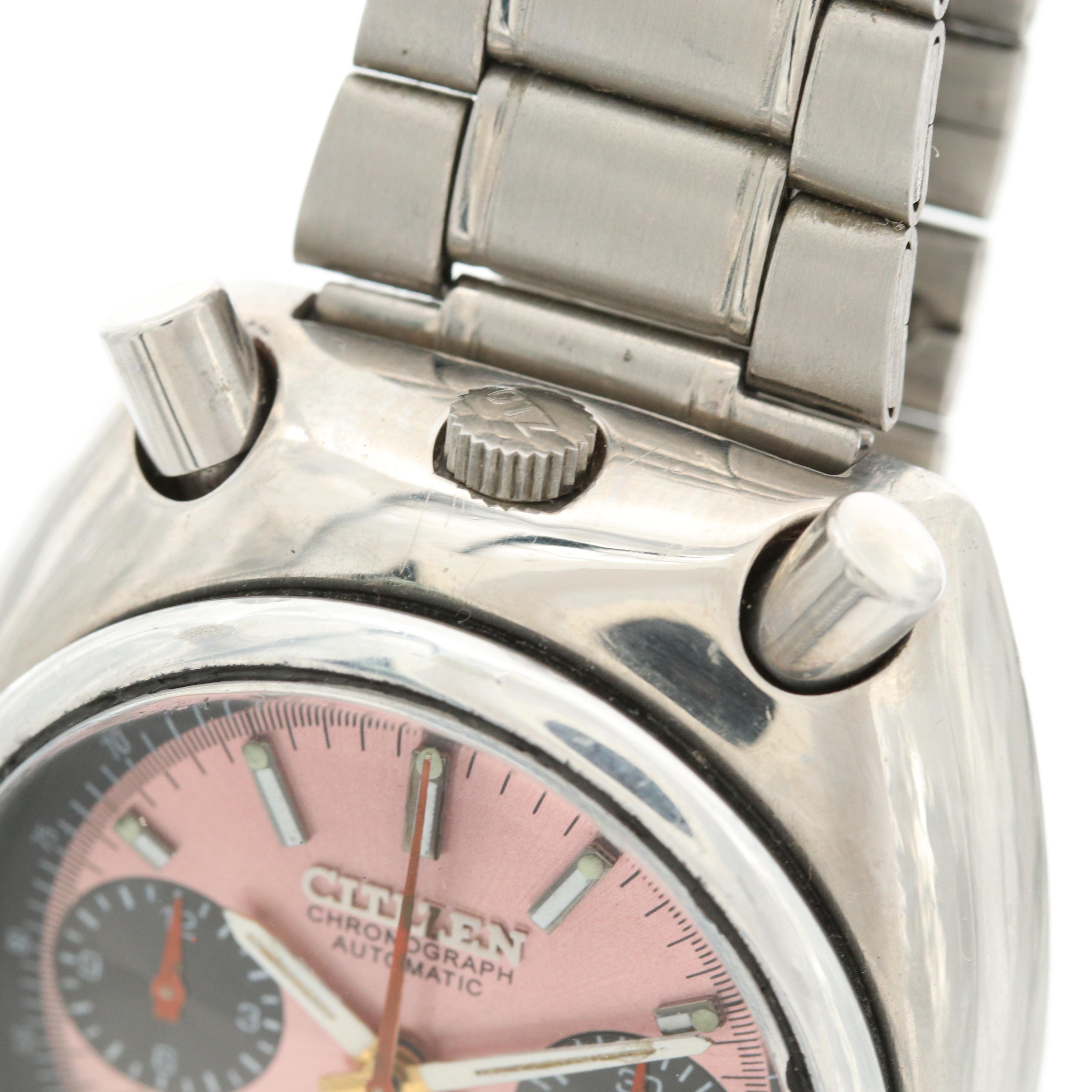 Vintage Citizen Bullhead Stainless Steel Automatic Chronograph Watch