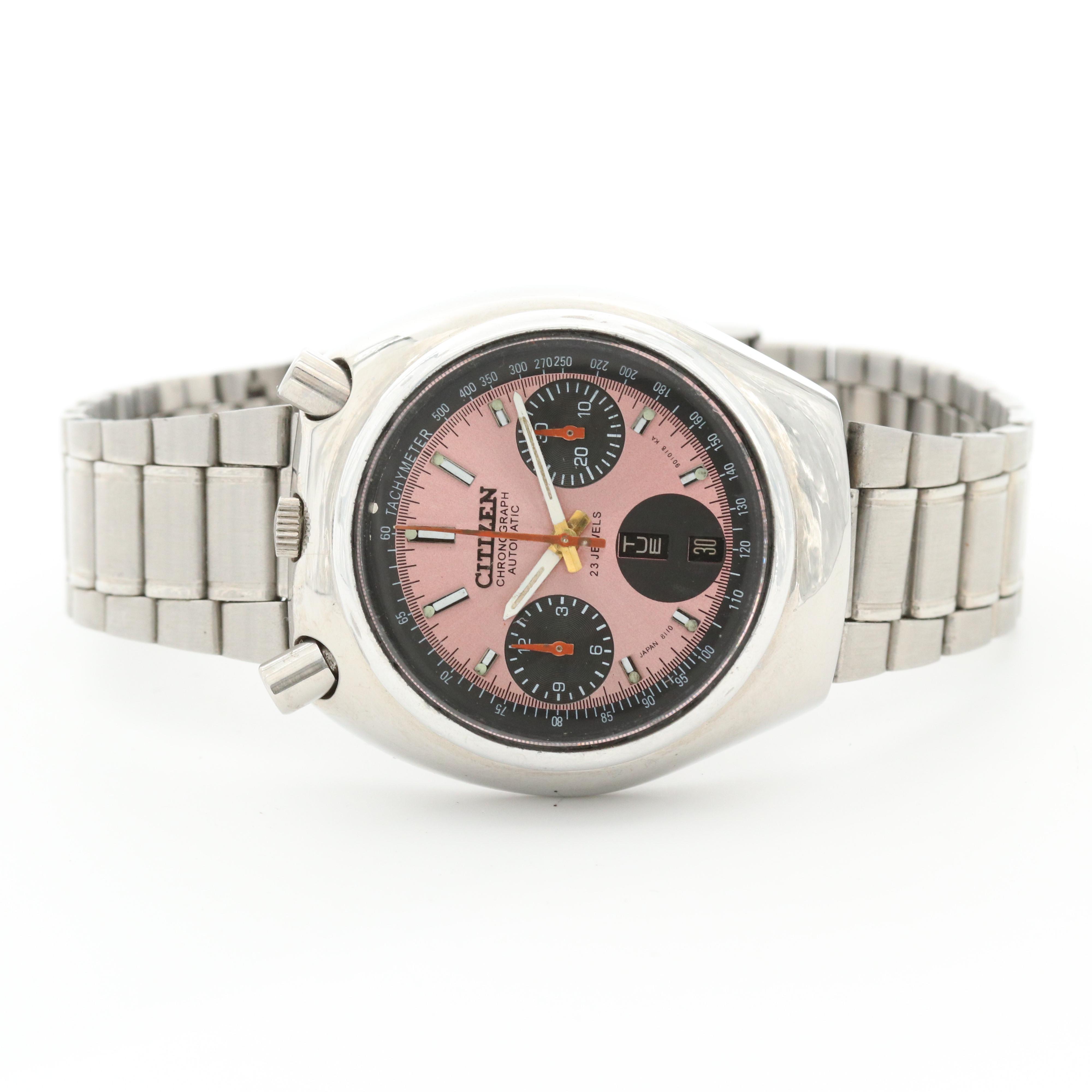 Vintage Citizen Bullhead Stainless Steel Automatic Chronograph Watch