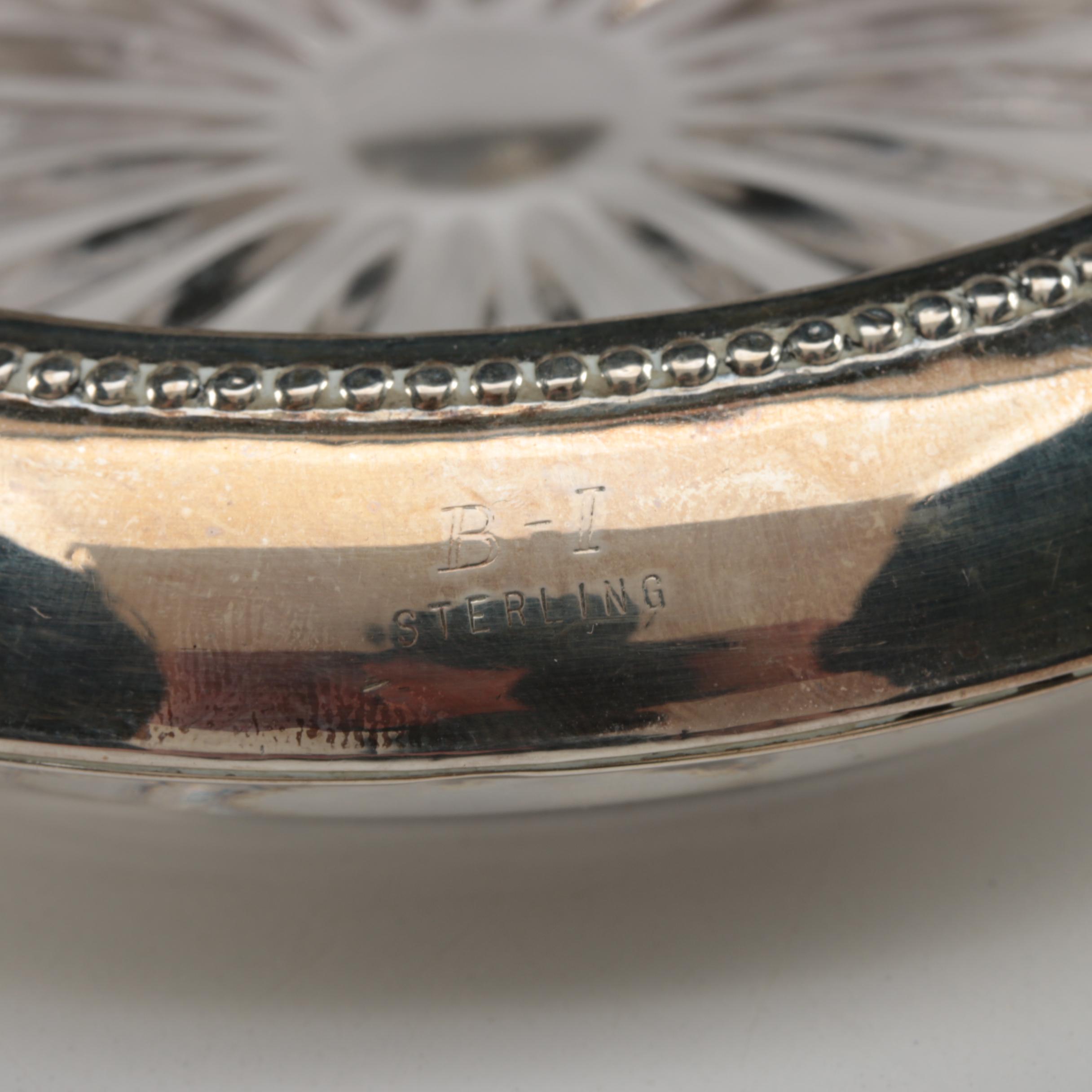 B-I Sterling-Silver and Pressed Glass Coasters