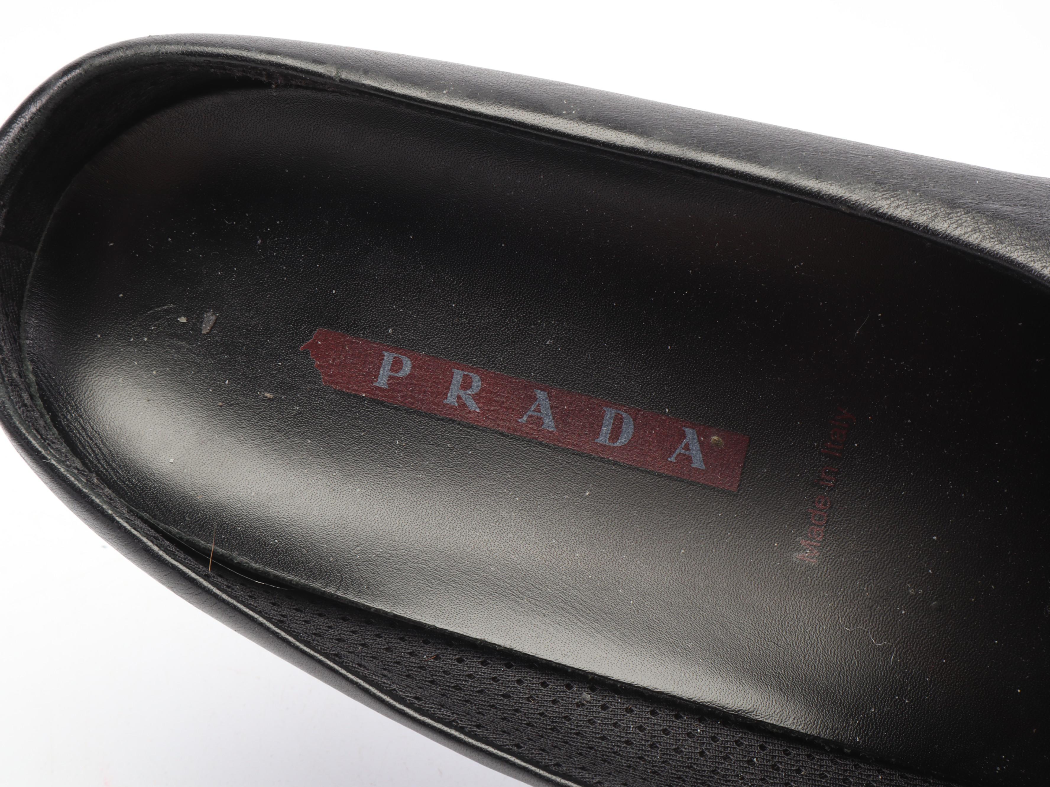 Prada Black Leather Slippers