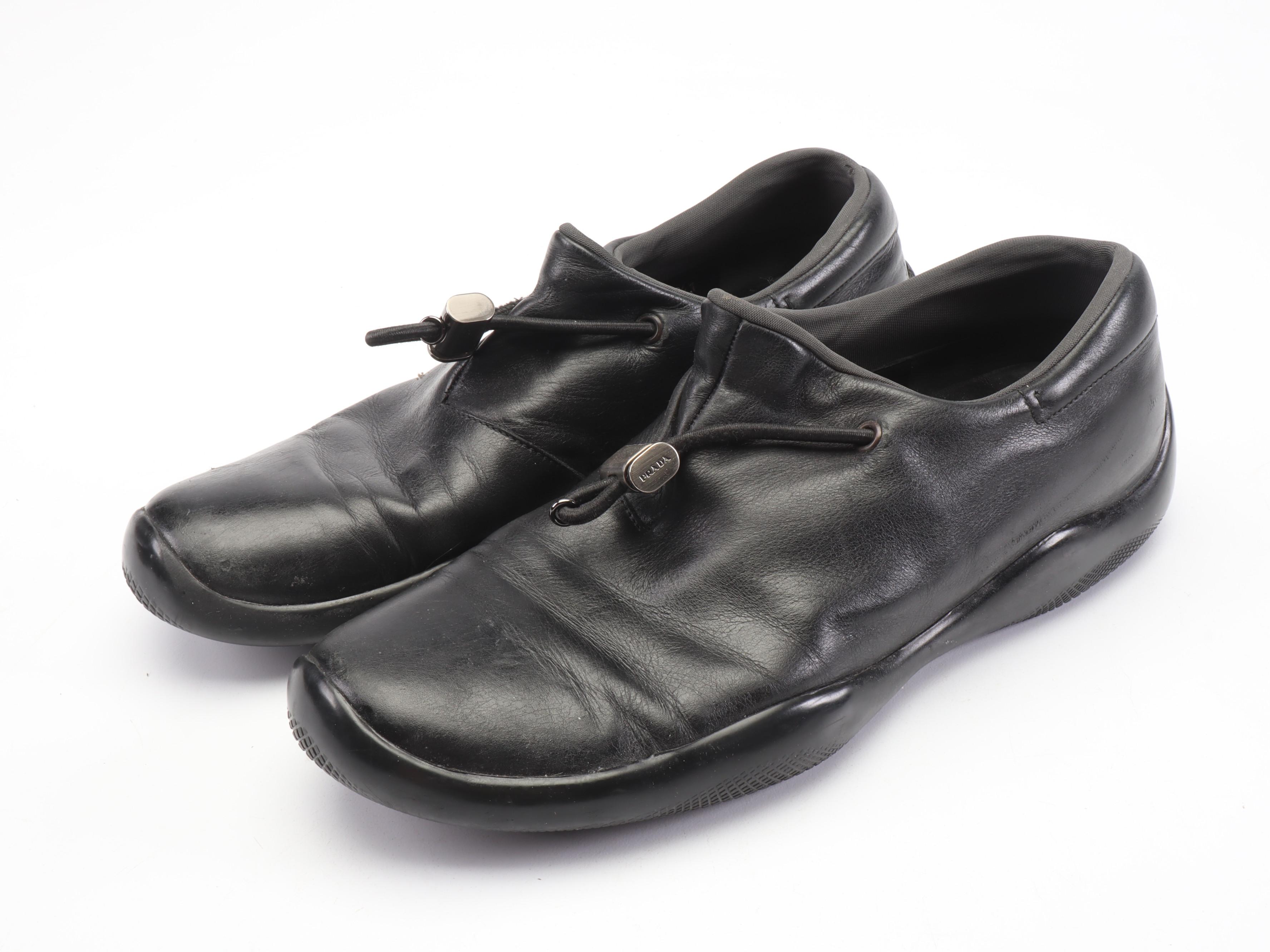 Prada Black Leather Slippers