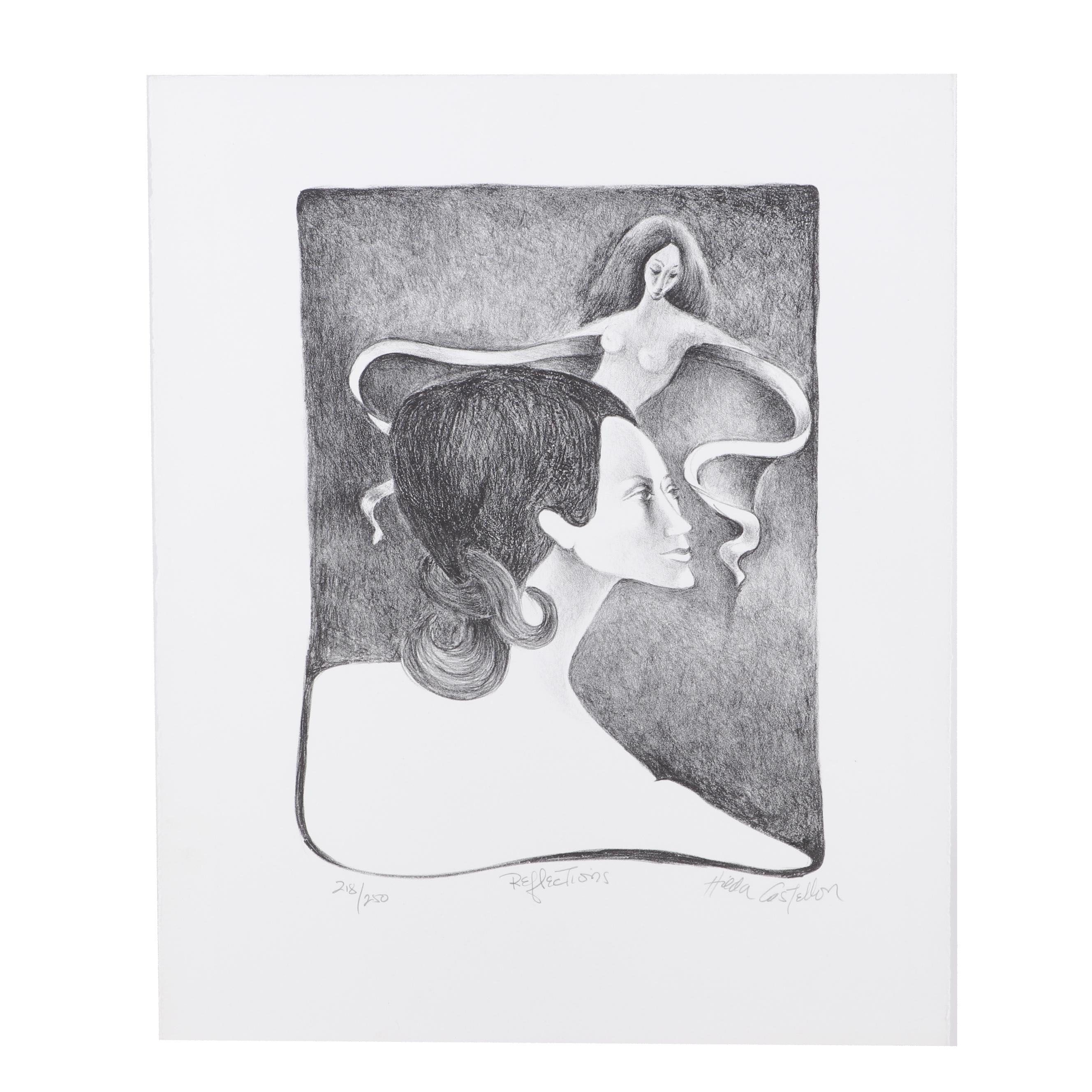 Hilda Castellon Lithograph "Reflections"