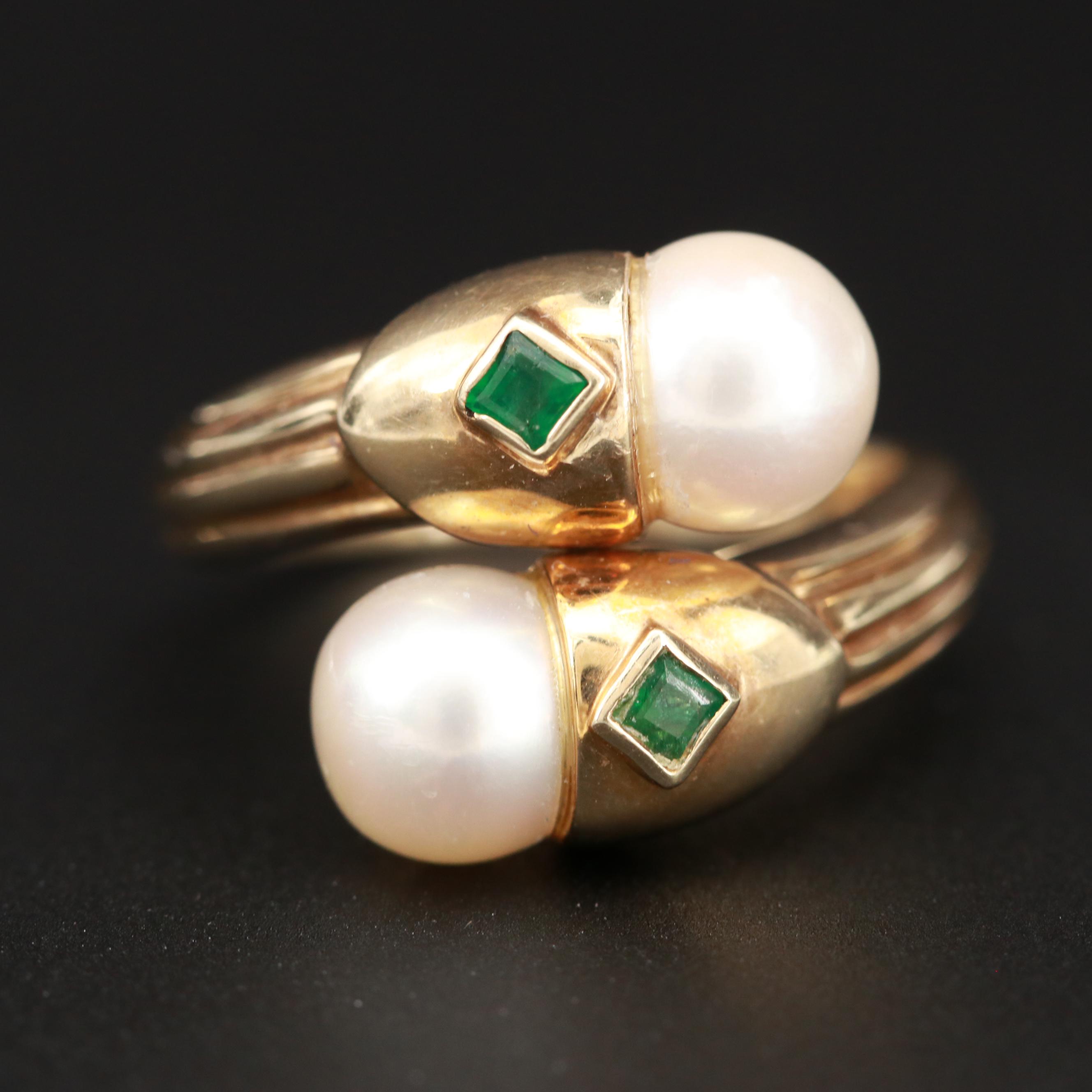 14K Yellow Gold Cultured Pearl Ring