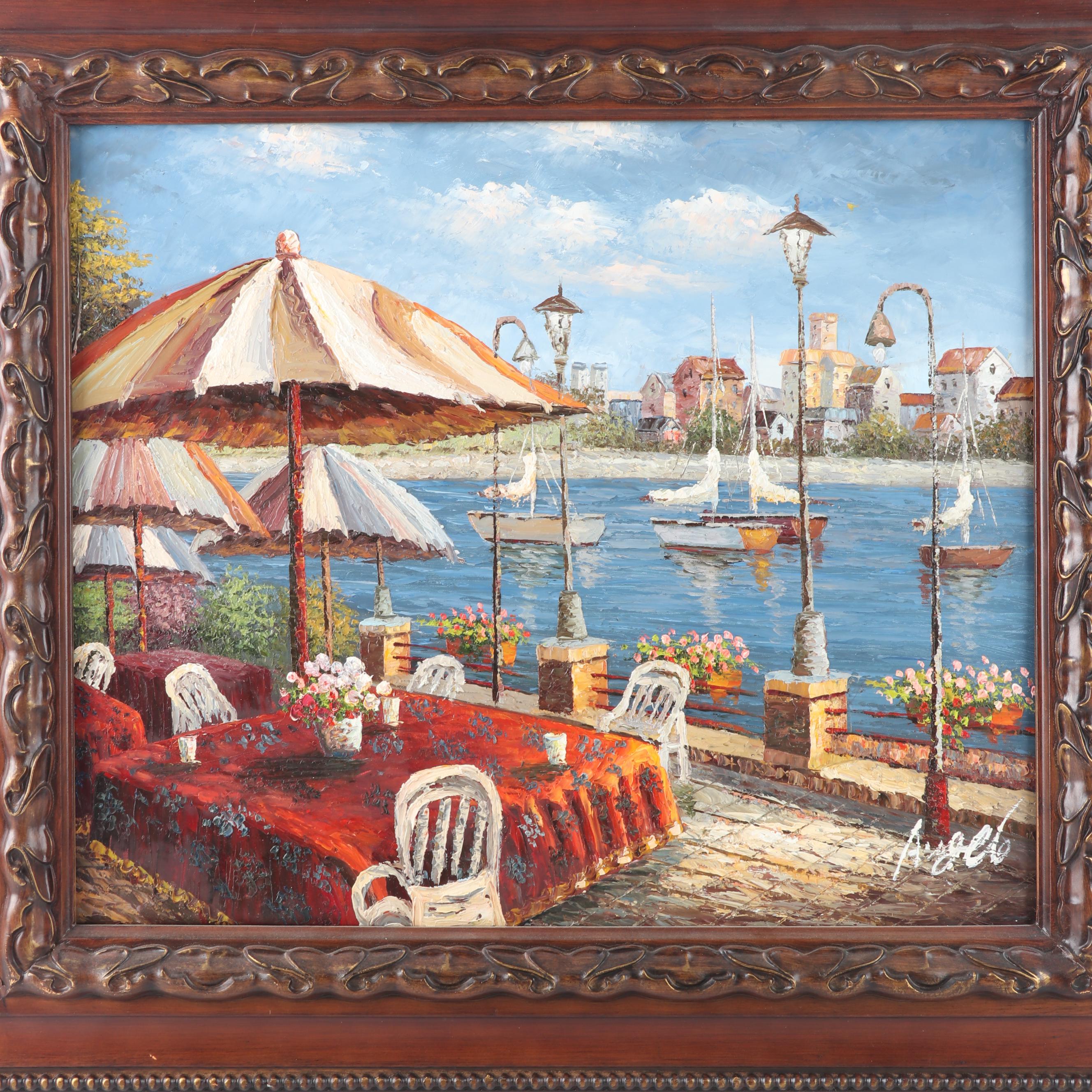 Angel Seaside Harbor Oil Painting