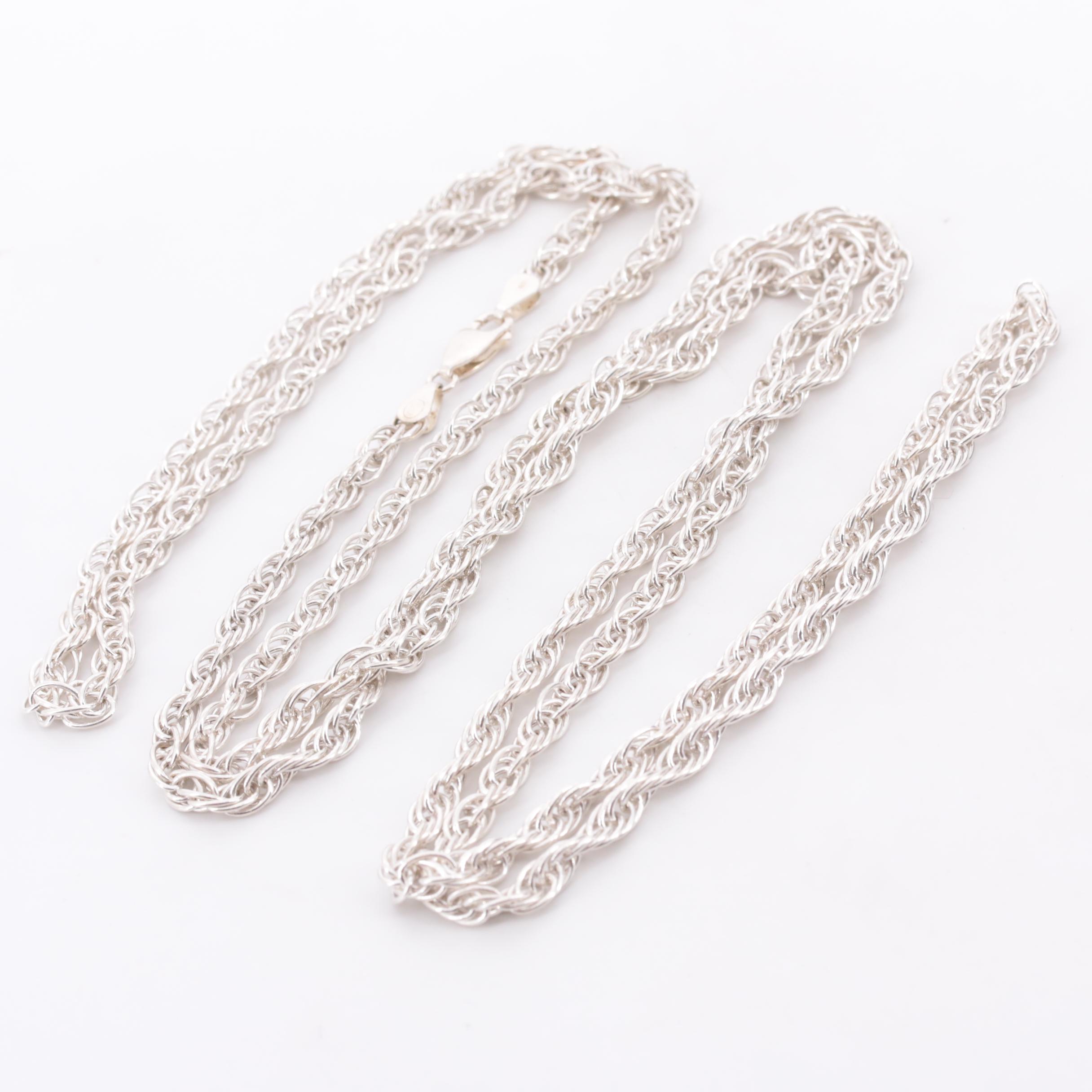 Sterling Silver Large Singapore Chain Necklace
