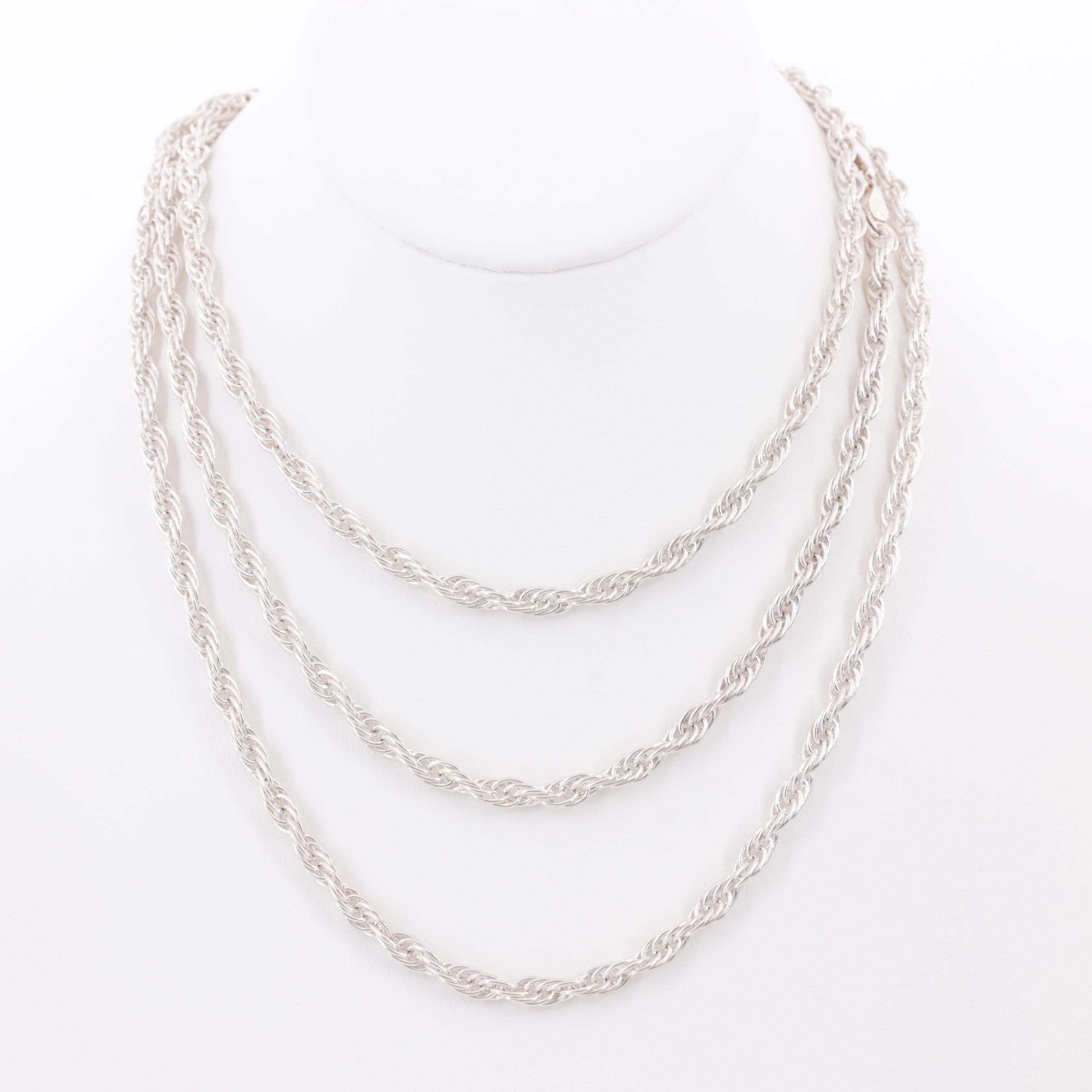 Sterling Silver Large Singapore Chain Necklace