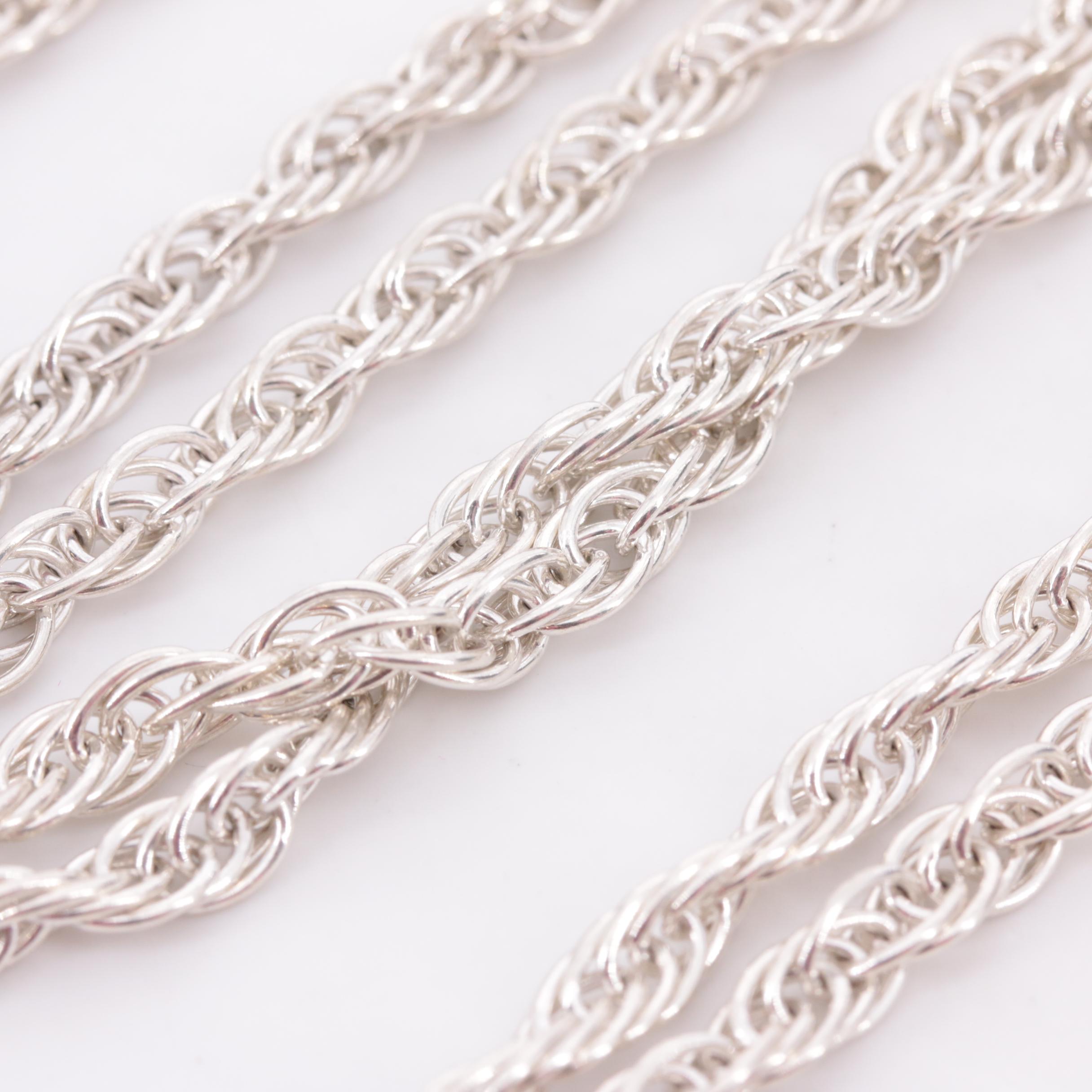 Sterling Silver Large Singapore Chain Necklace