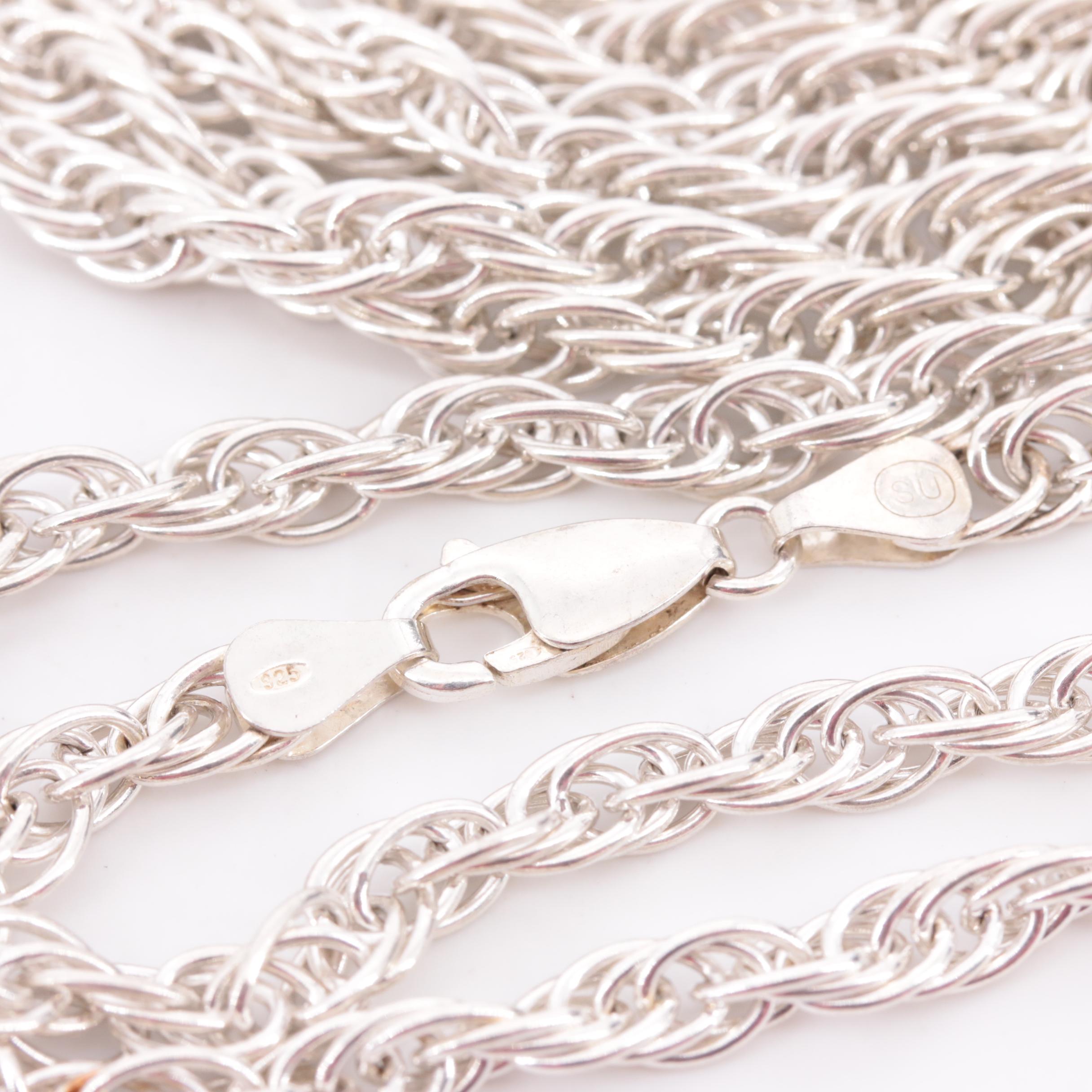 Sterling Silver Large Singapore Chain Necklace
