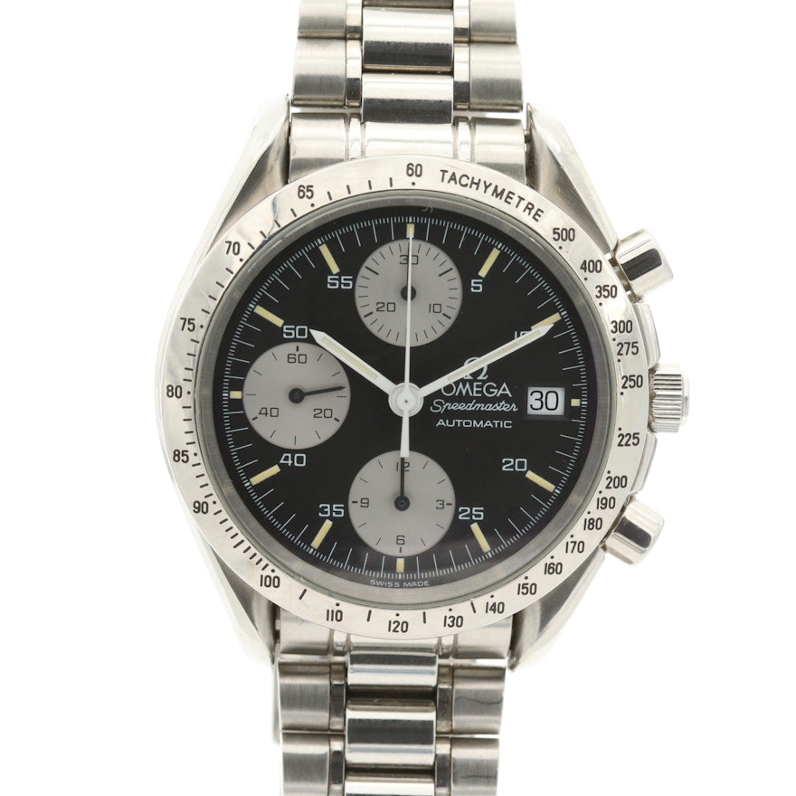 Omega Speedmaster Date Automatic Stainless Steel Wristwatch