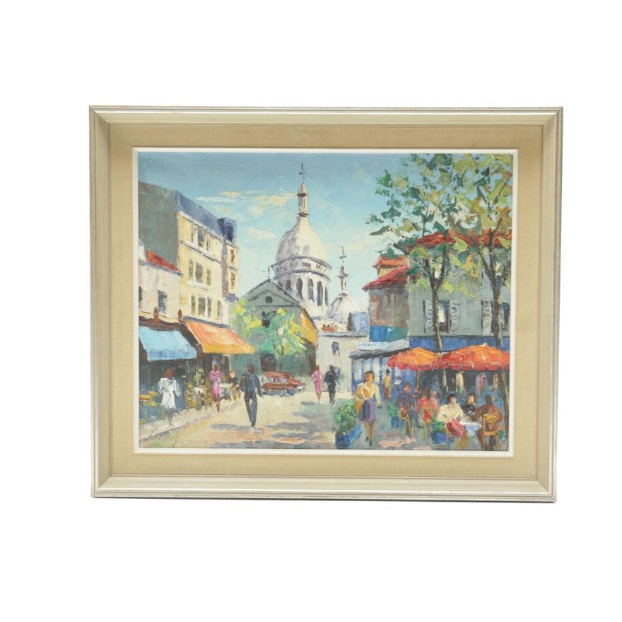 Frede Salling Oil Painting of Parisian Street Scene