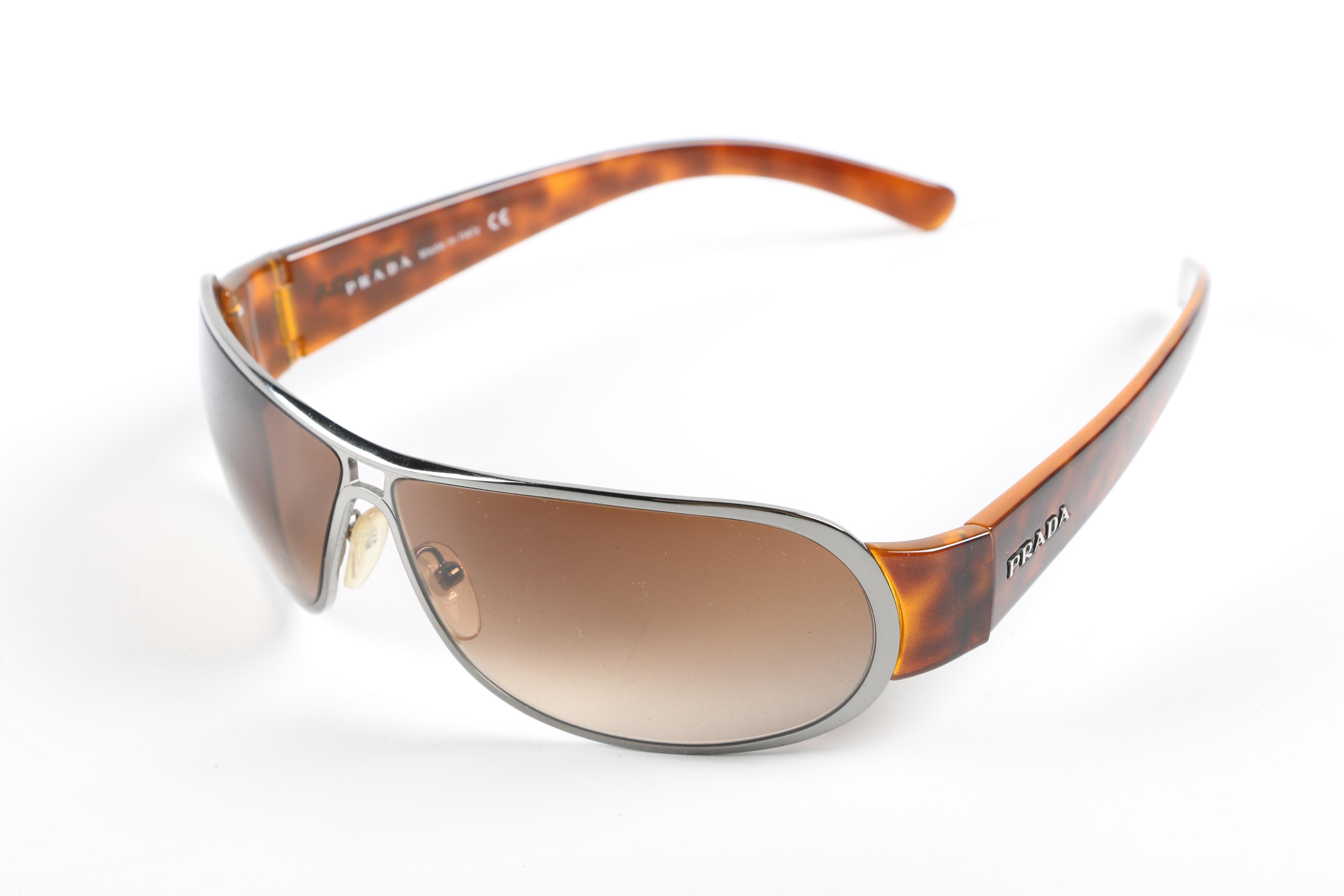 Prada SPR 131 Rectangular and SPR 70G Wrap Sunglasses with Cases