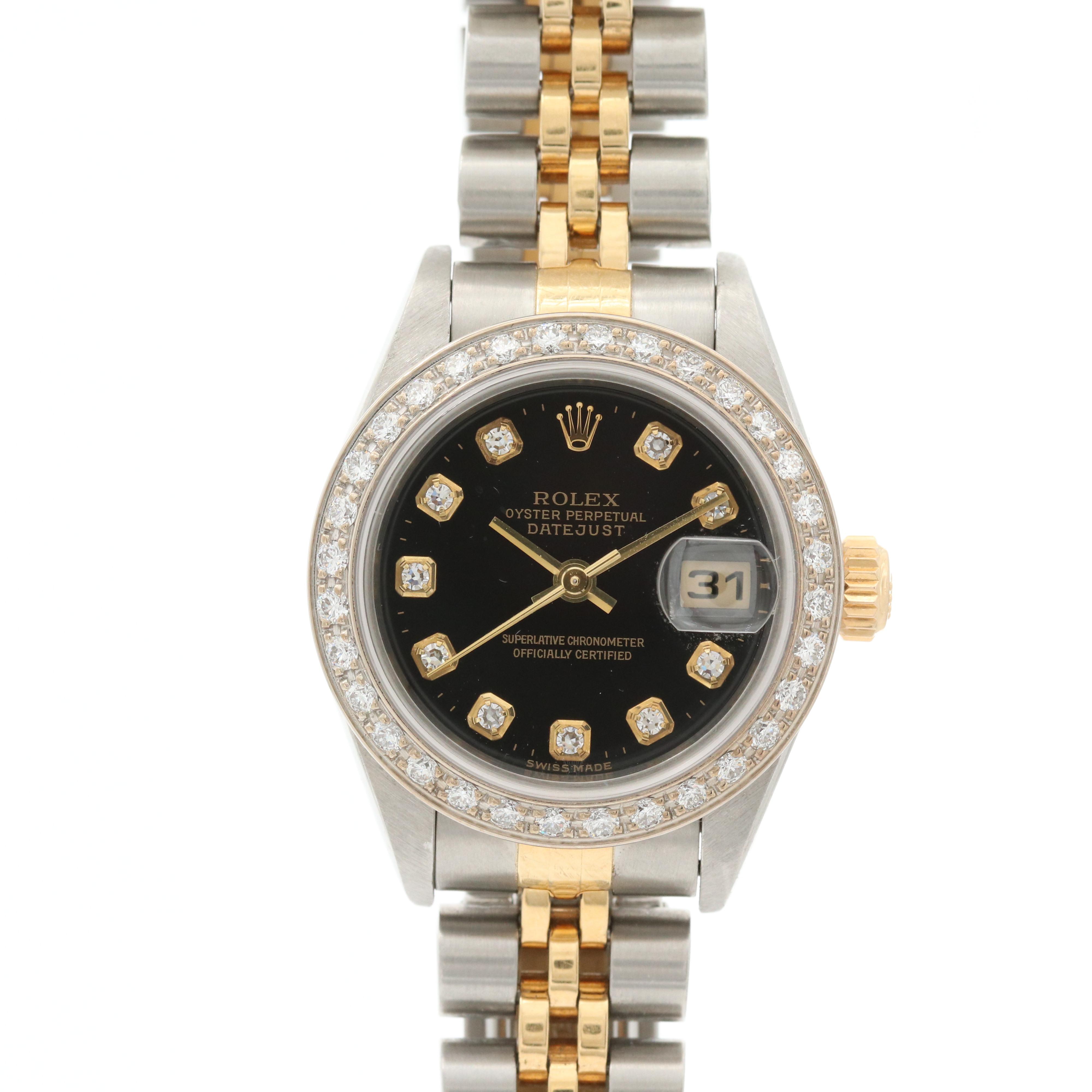 Rolex Datejust Diamond Bezel and Dial Stainless Steel and 18K Watch, 2002