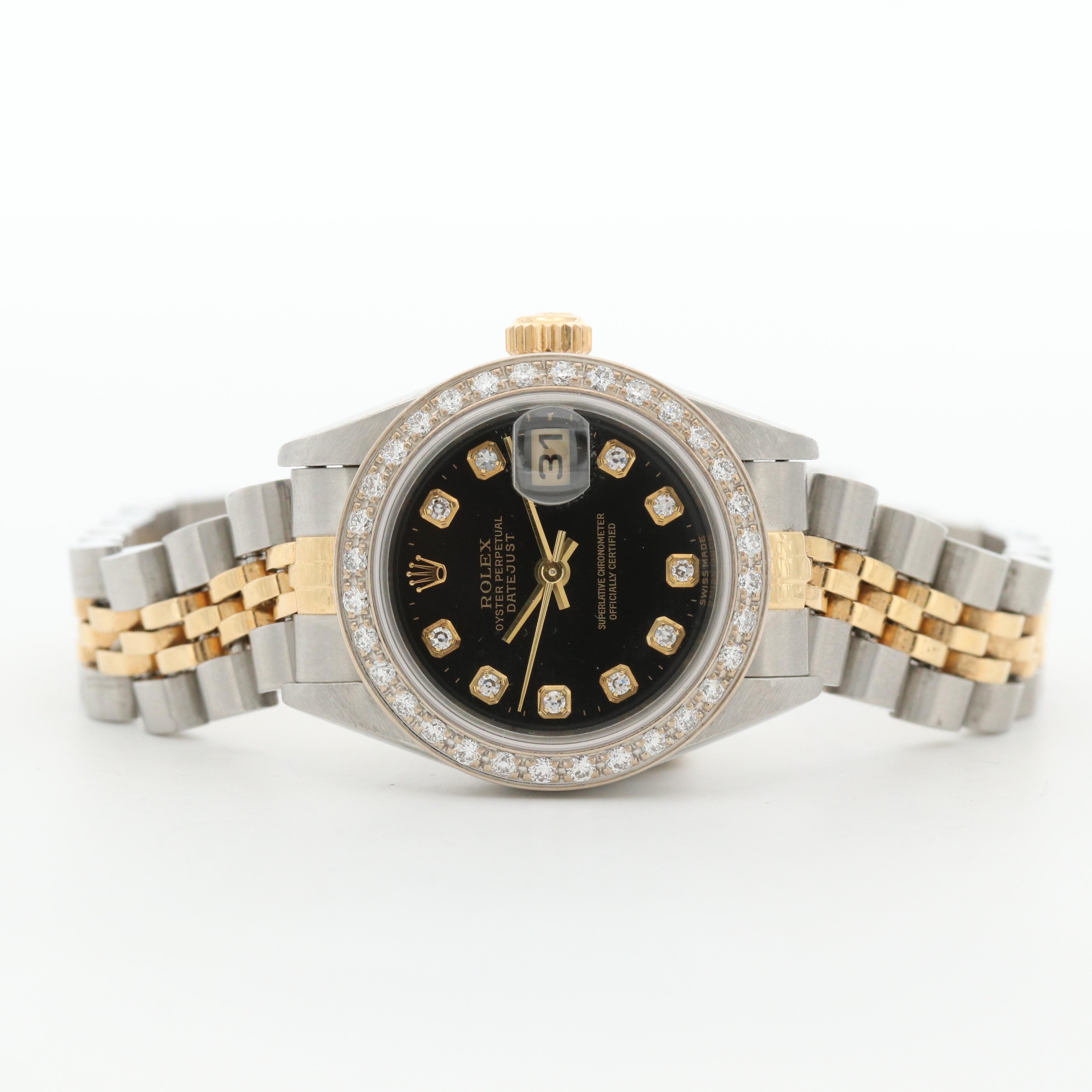 Rolex Datejust Diamond Bezel and Dial Stainless Steel and 18K Watch, 2002