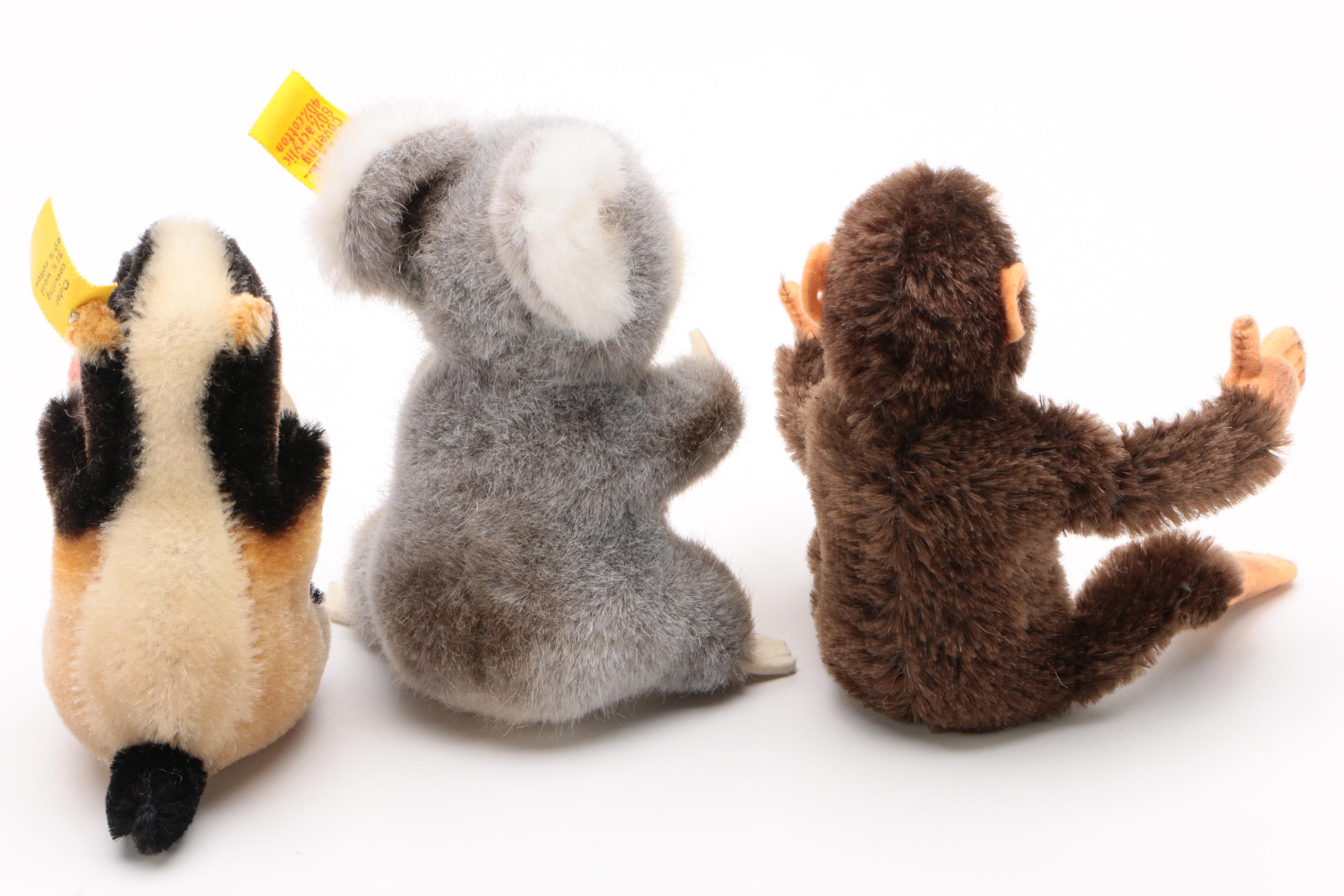 Steiff Stuffed Animals Including Badger "Diggy", Mid to Late 20th Century