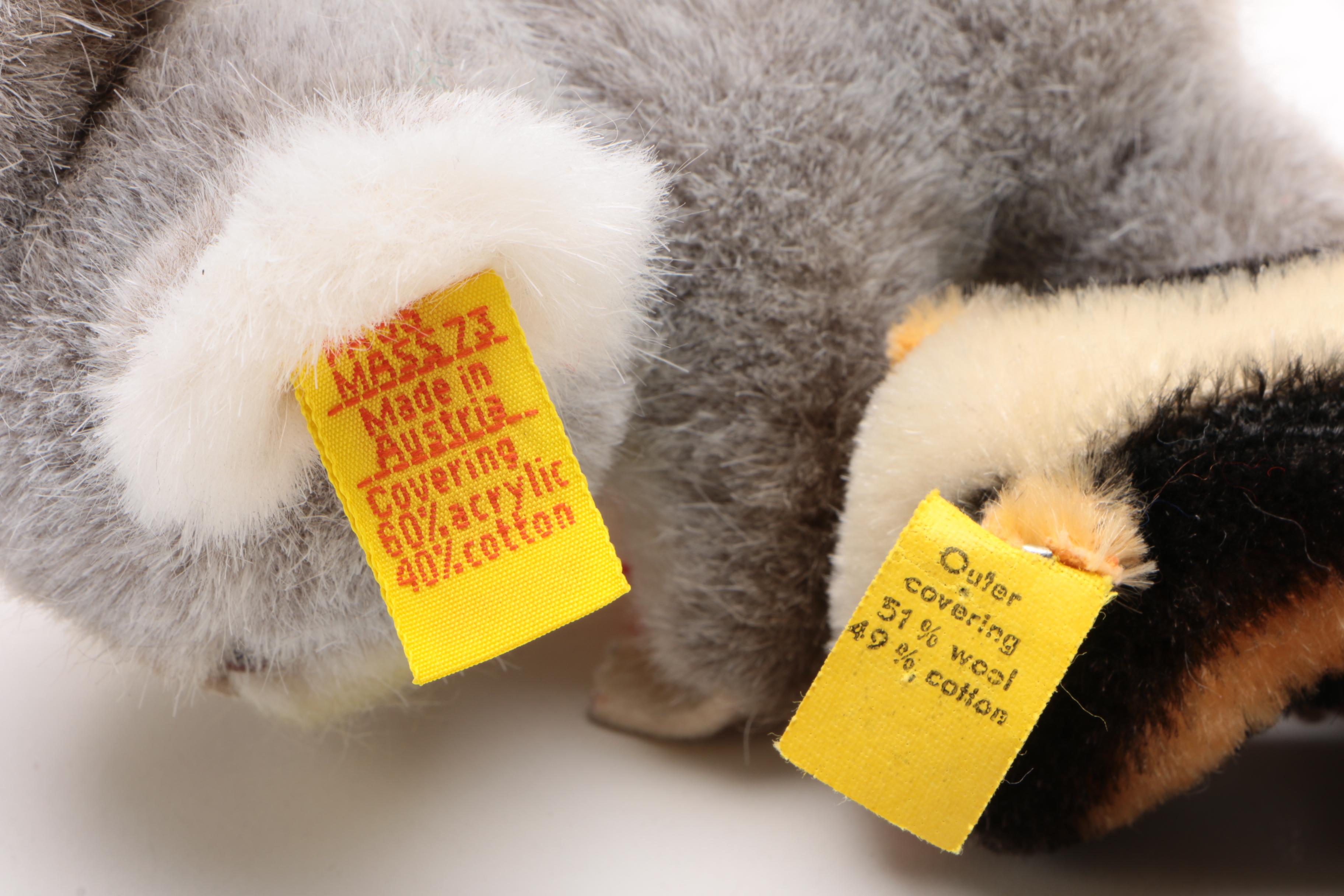 Steiff Stuffed Animals Including Badger "Diggy", Mid to Late 20th Century