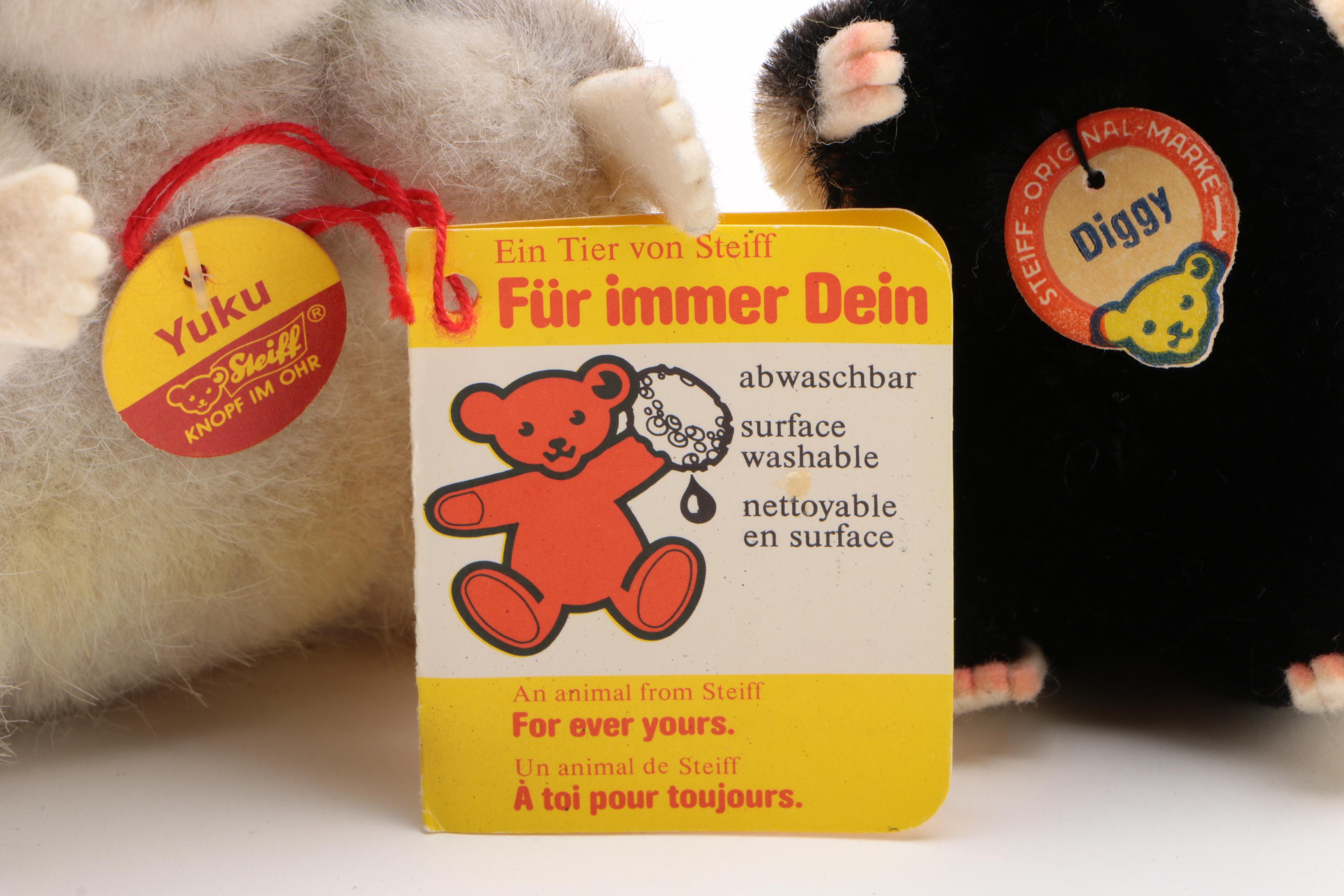 Steiff Stuffed Animals Including Badger "Diggy", Mid to Late 20th Century
