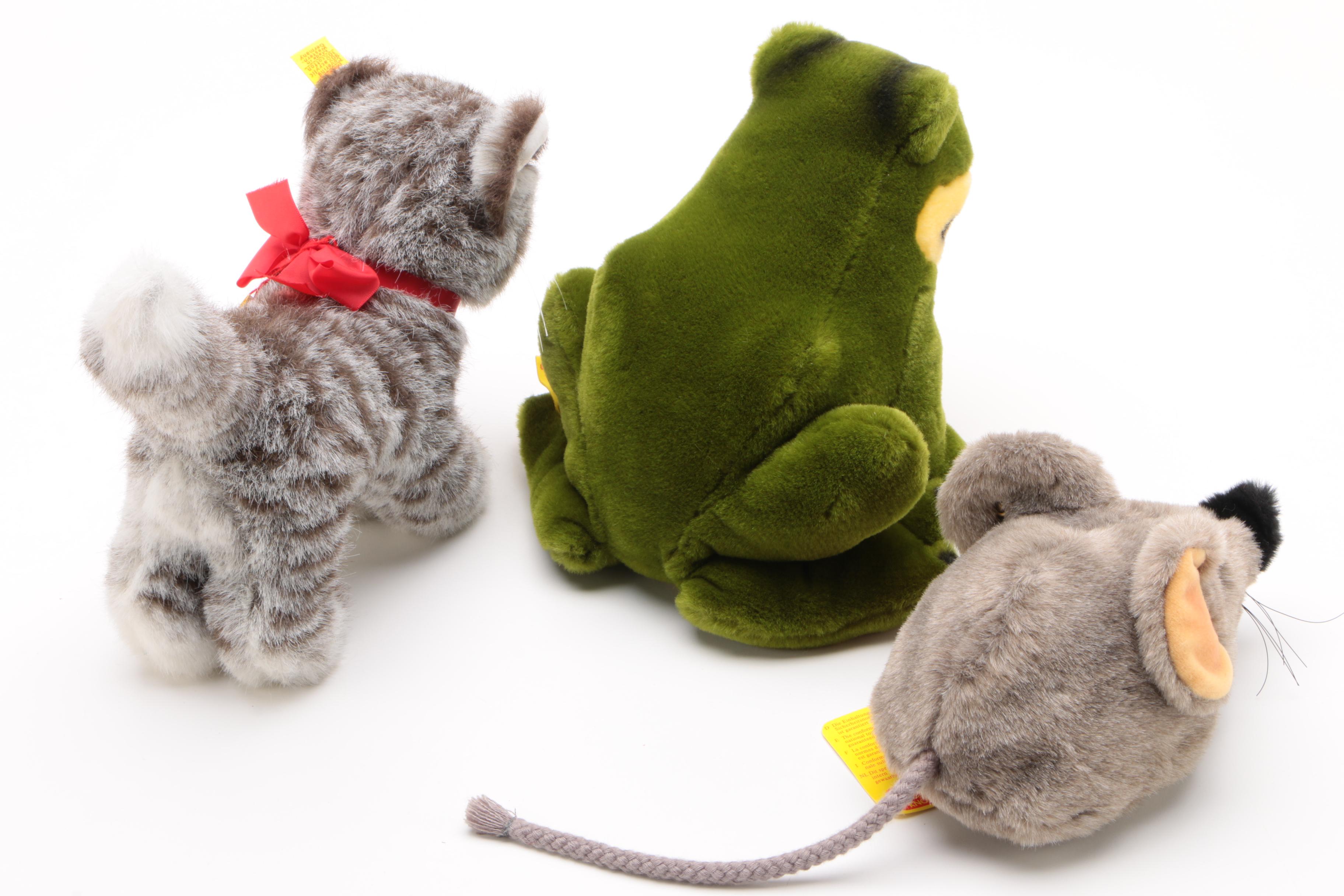 Steiff Stuffed Animals Including "Sissi" Cat and "Cosy Froggy", 1980s