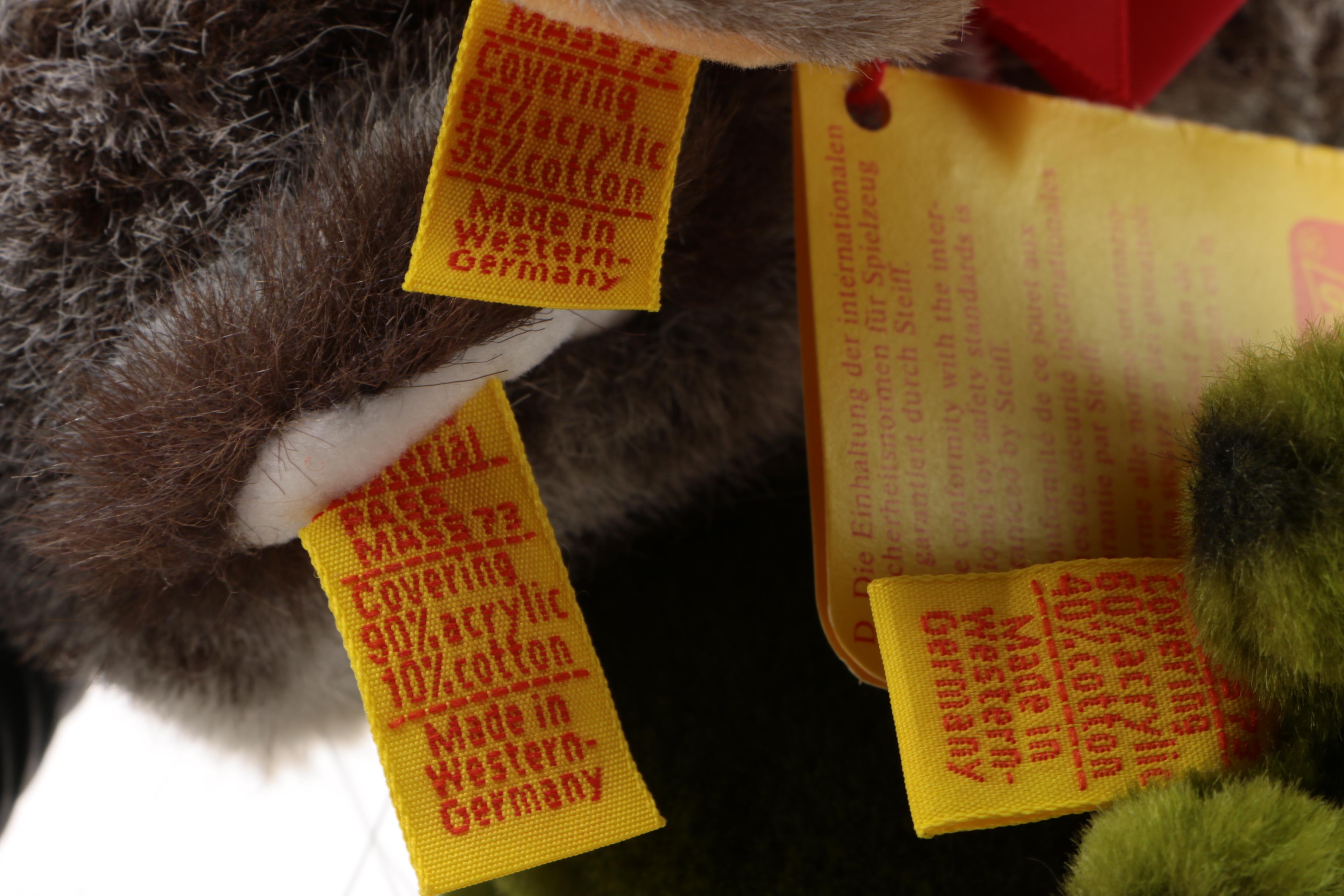 Steiff Stuffed Animals Including "Sissi" Cat and "Cosy Froggy", 1980s