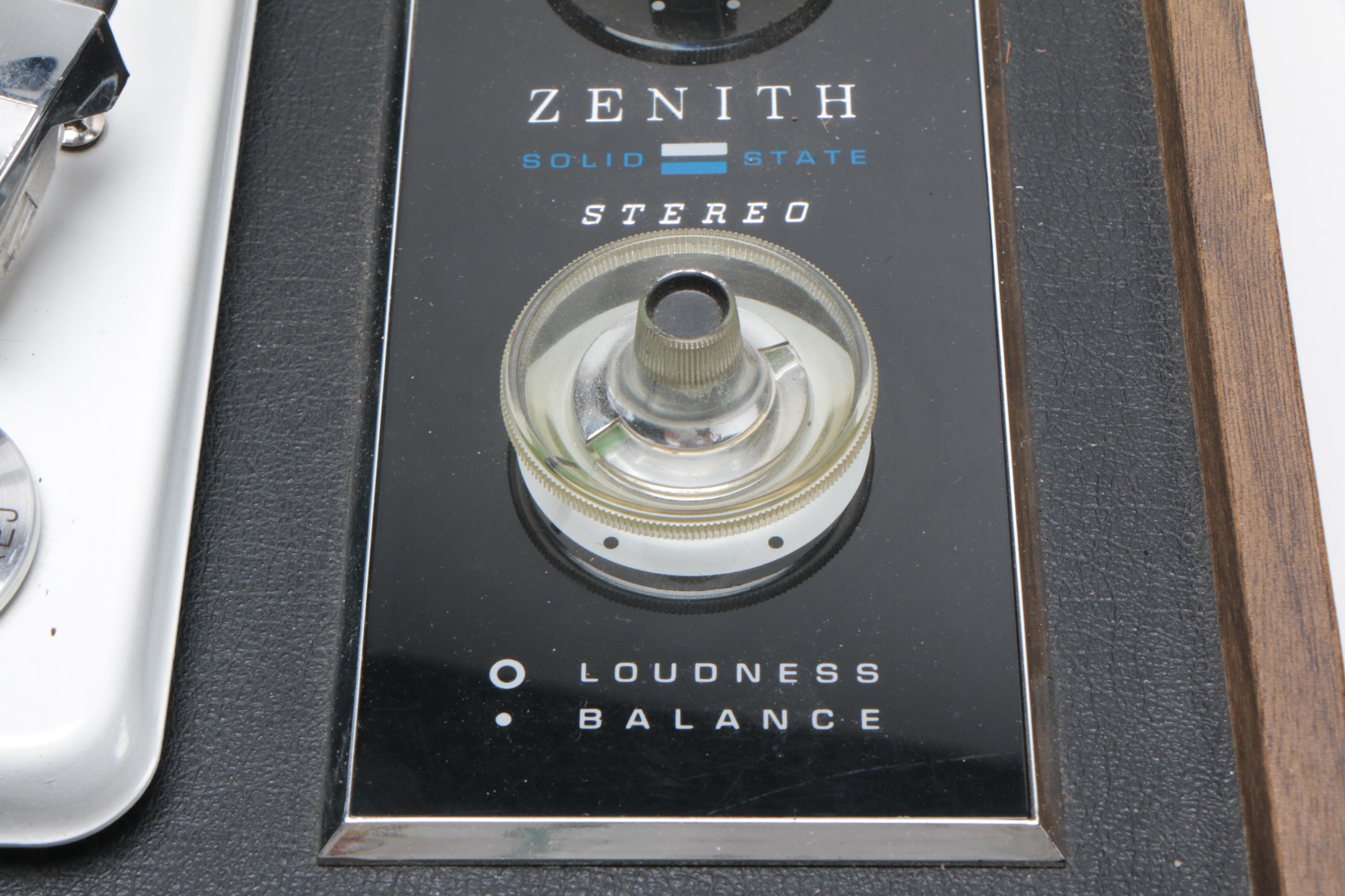 Zenith Solid State Record Player and Speakers, Mid to Late 20th Century