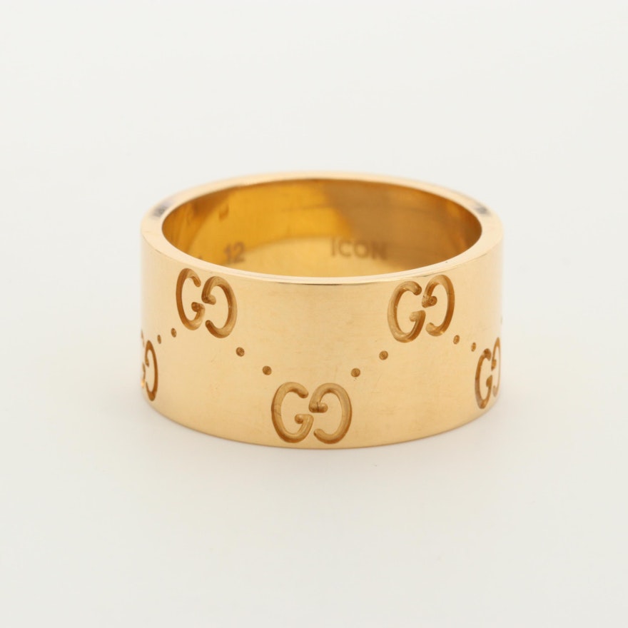 Gucci 18K Yellow Gold Wide Icon Ring