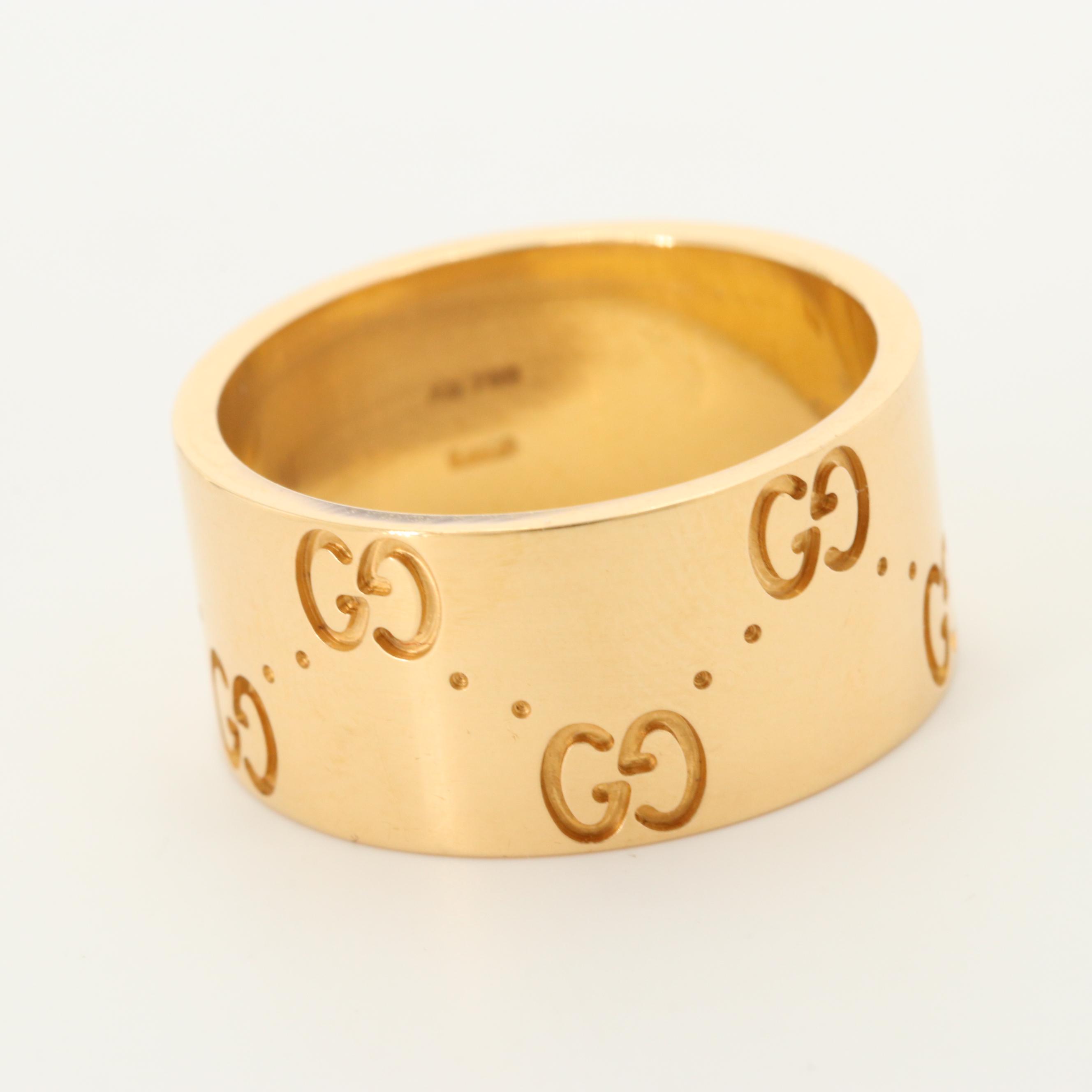Gucci 18K Yellow Gold Wide Icon Ring