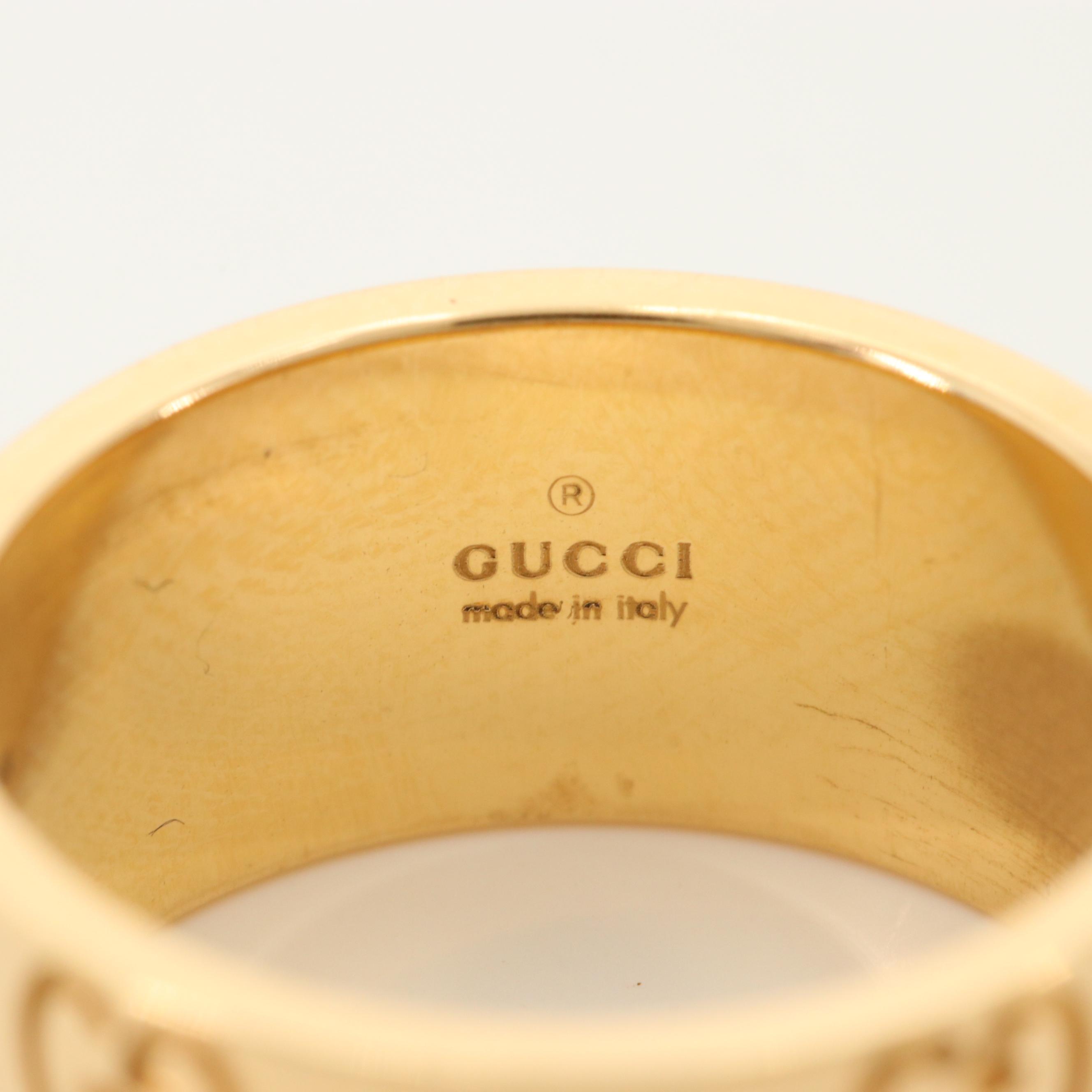 Gucci 18K Yellow Gold Wide Icon Ring