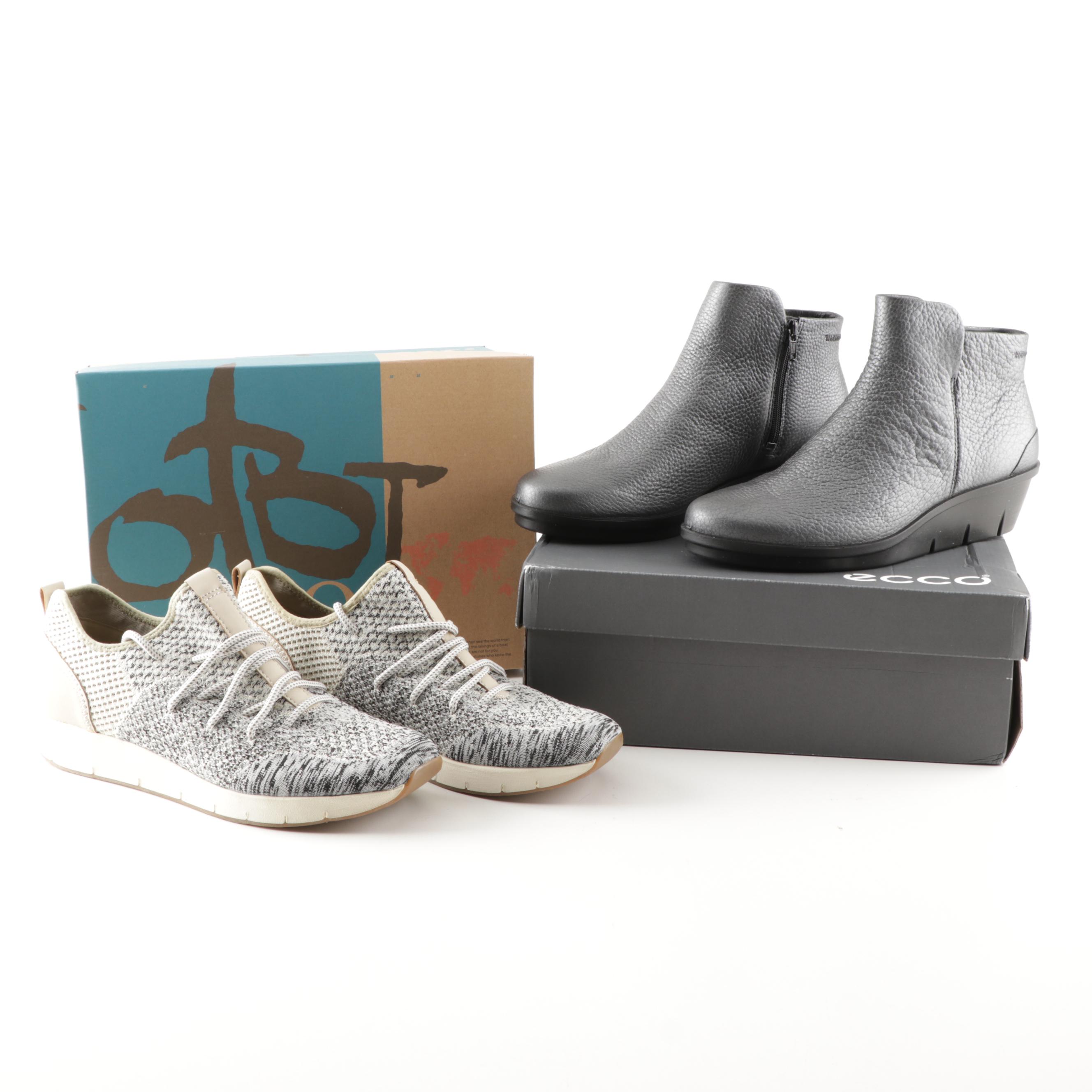 OTBT Marine Bone Sneakers and Ecco Skler Dark Silver Leather Booties