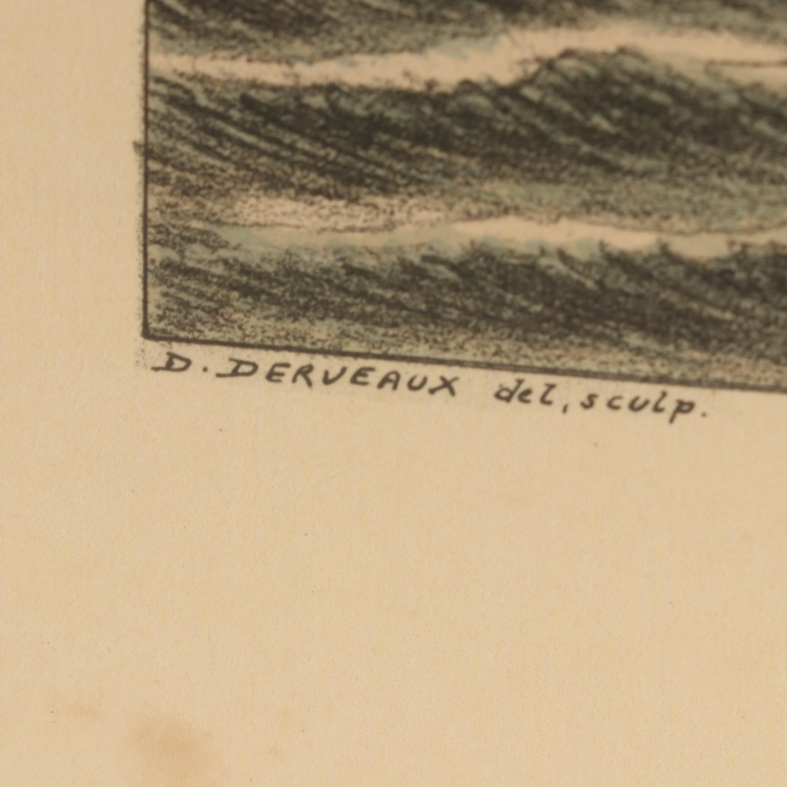 Daniel Derveaux Color Lithograph of Maritime Battle